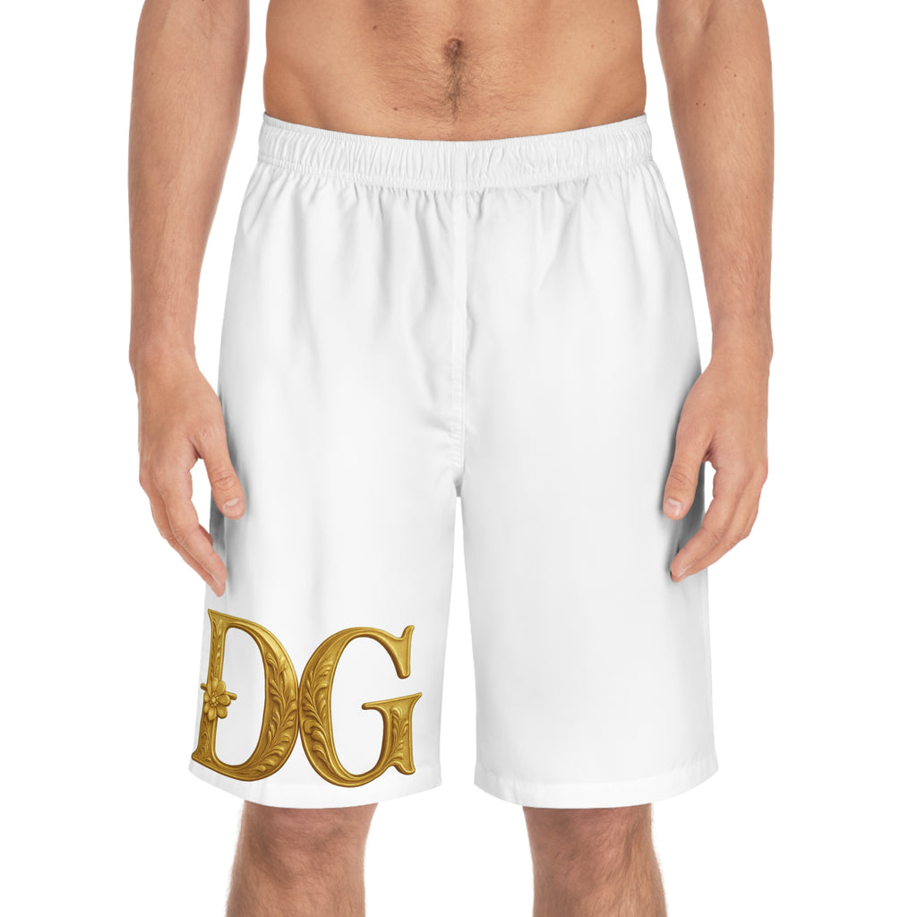 Gold Monogram 'DG' Men's Board Shorts – Beach Swim Trunks