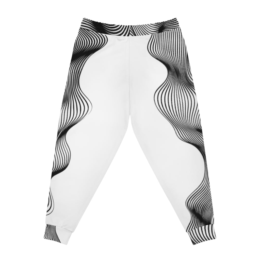 Optical Wave Joggers — Black & White Spiral Athletic Pants