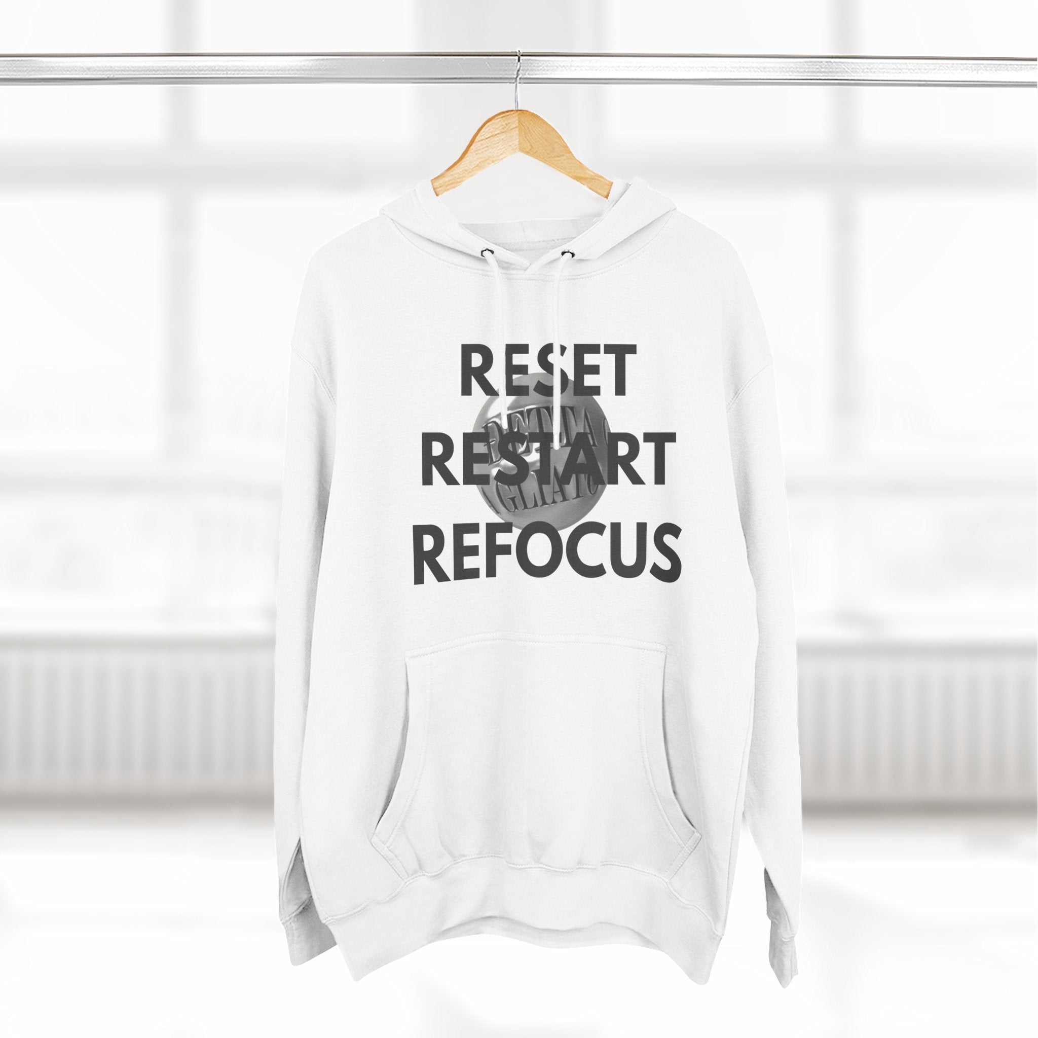 Motivational Fleece Hoodie - Reset Restart Refocus