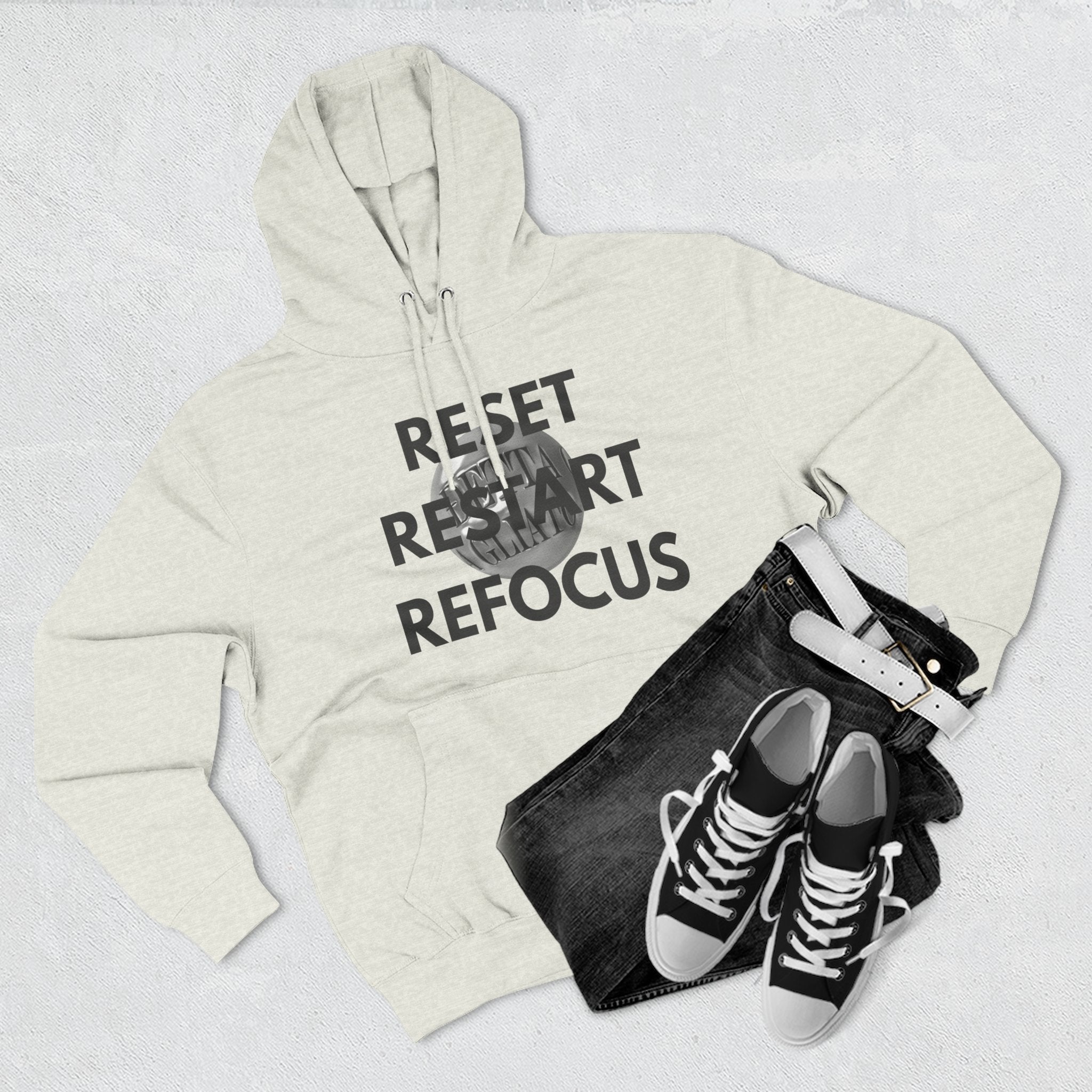 Motivational Fleece Hoodie - Reset Restart Refocus