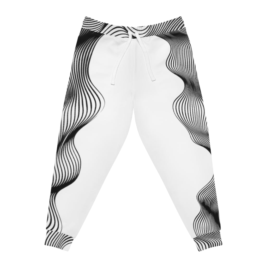 Optical Wave Joggers — Black & White Spiral Athletic Pants