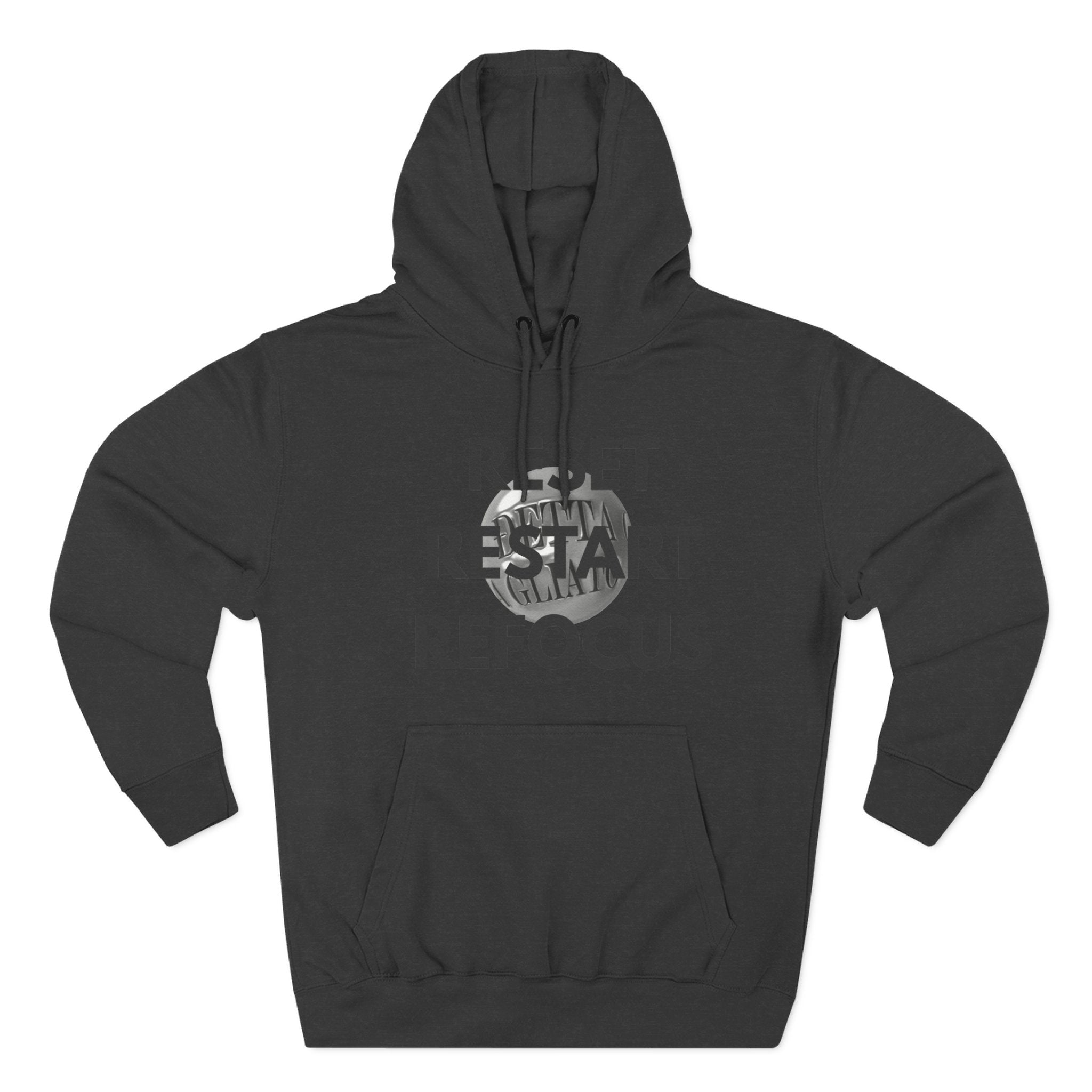 Motivational Fleece Hoodie - Reset Restart Refocus