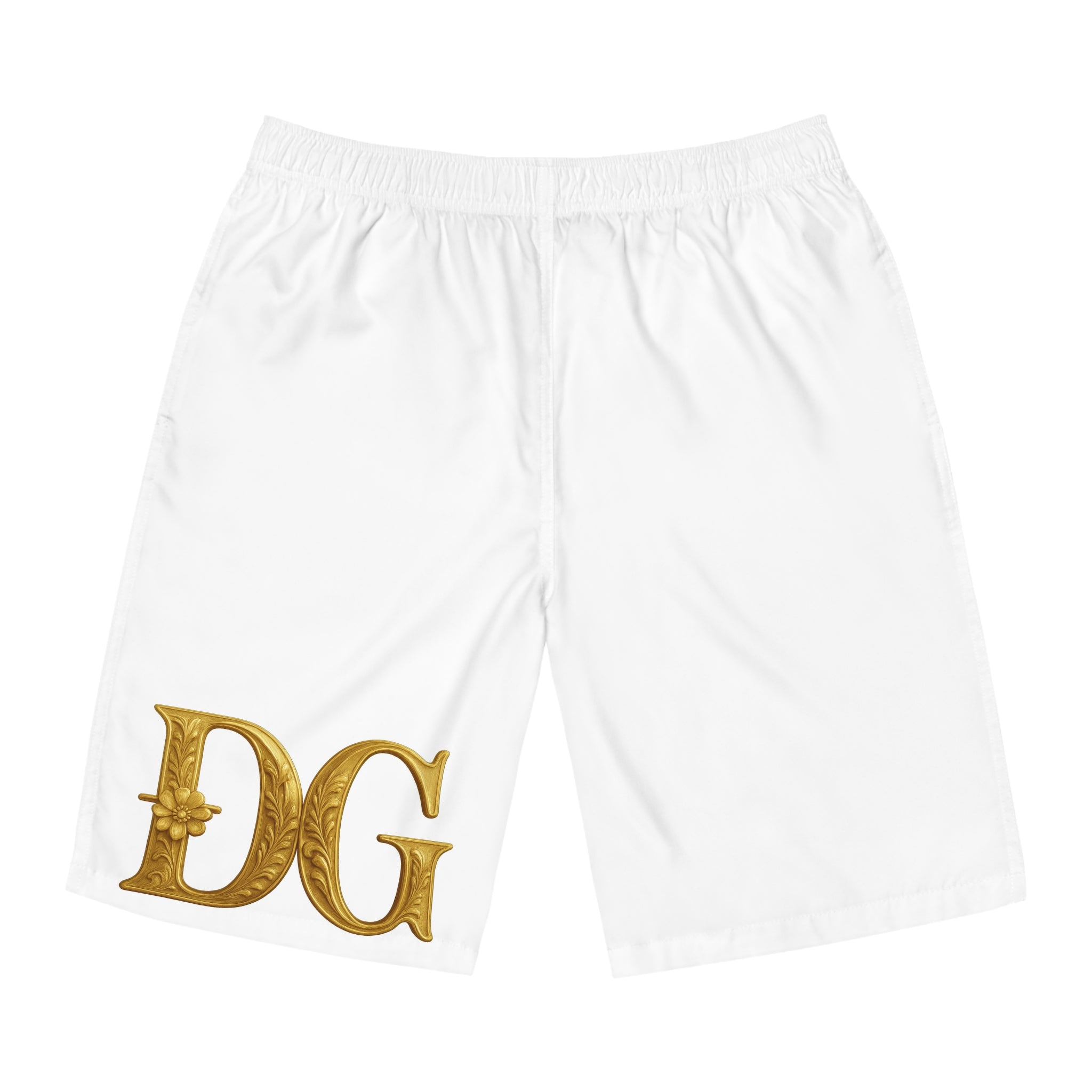 Gold Monogram 'DG' Men's Board Shorts – Beach Swim Trunks