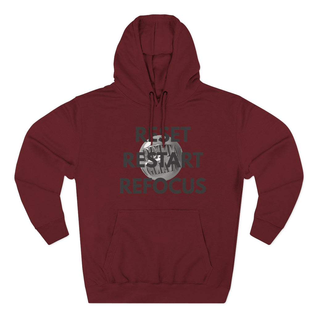 Motivational Fleece Hoodie - Reset Restart Refocus