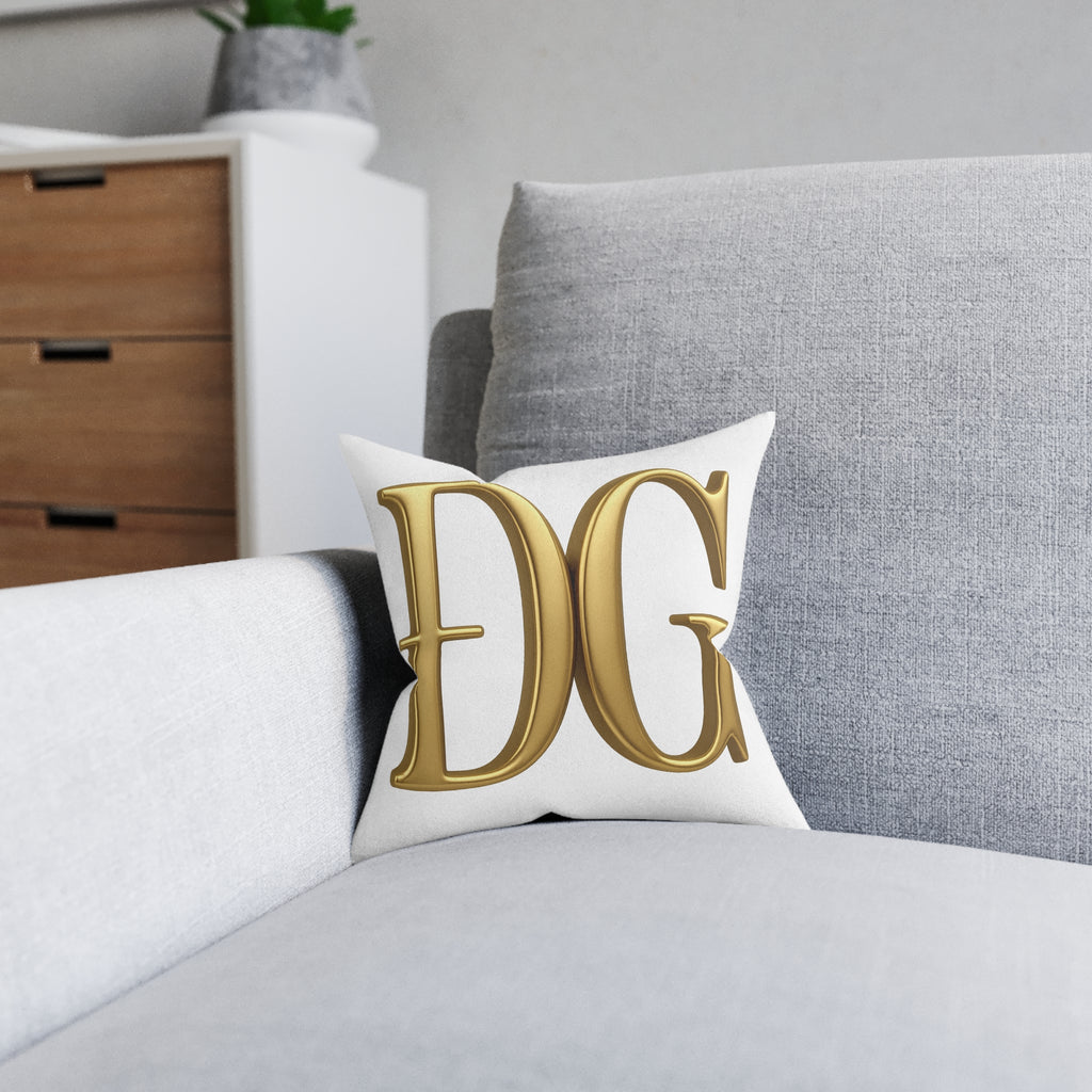 Luxurious Gold Initials Square Pillow - Blush Pink Throw Cushion