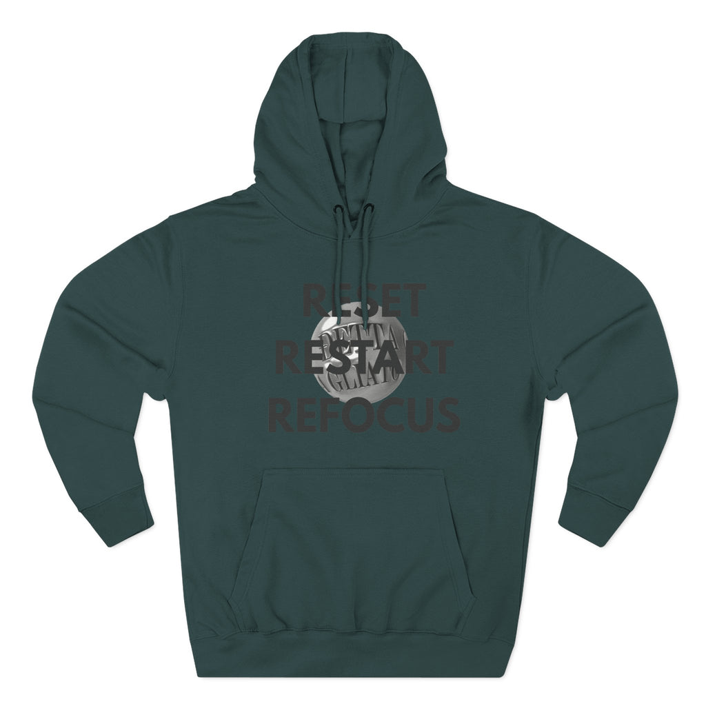 Motivational Fleece Hoodie - Reset Restart Refocus