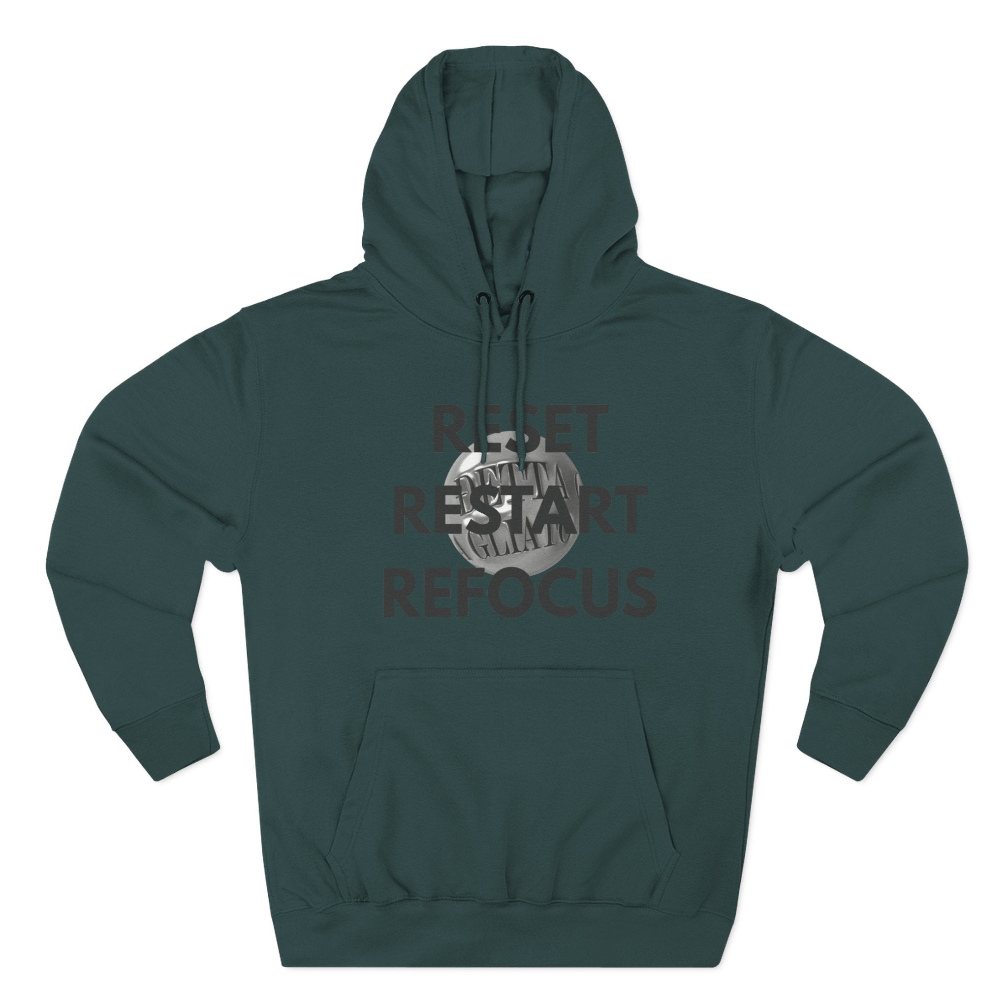 Motivational Fleece Hoodie - Reset Restart Refocus
