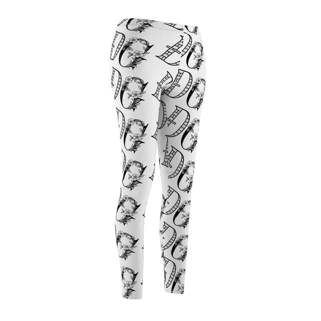 Floral Monogram Women's Leggings - Trendy Casual Wear