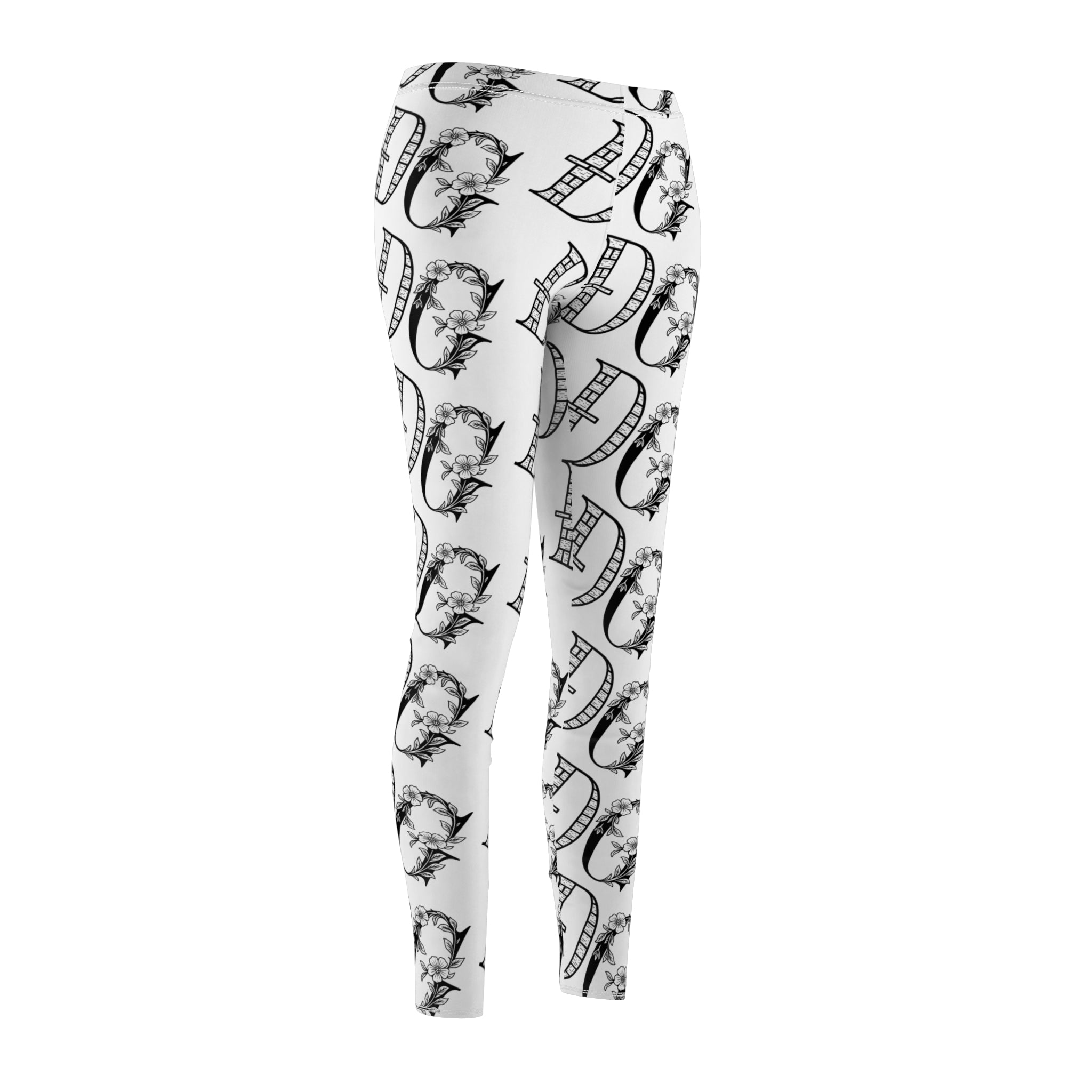 Floral Monogram Women's Leggings - Trendy Casual Wear