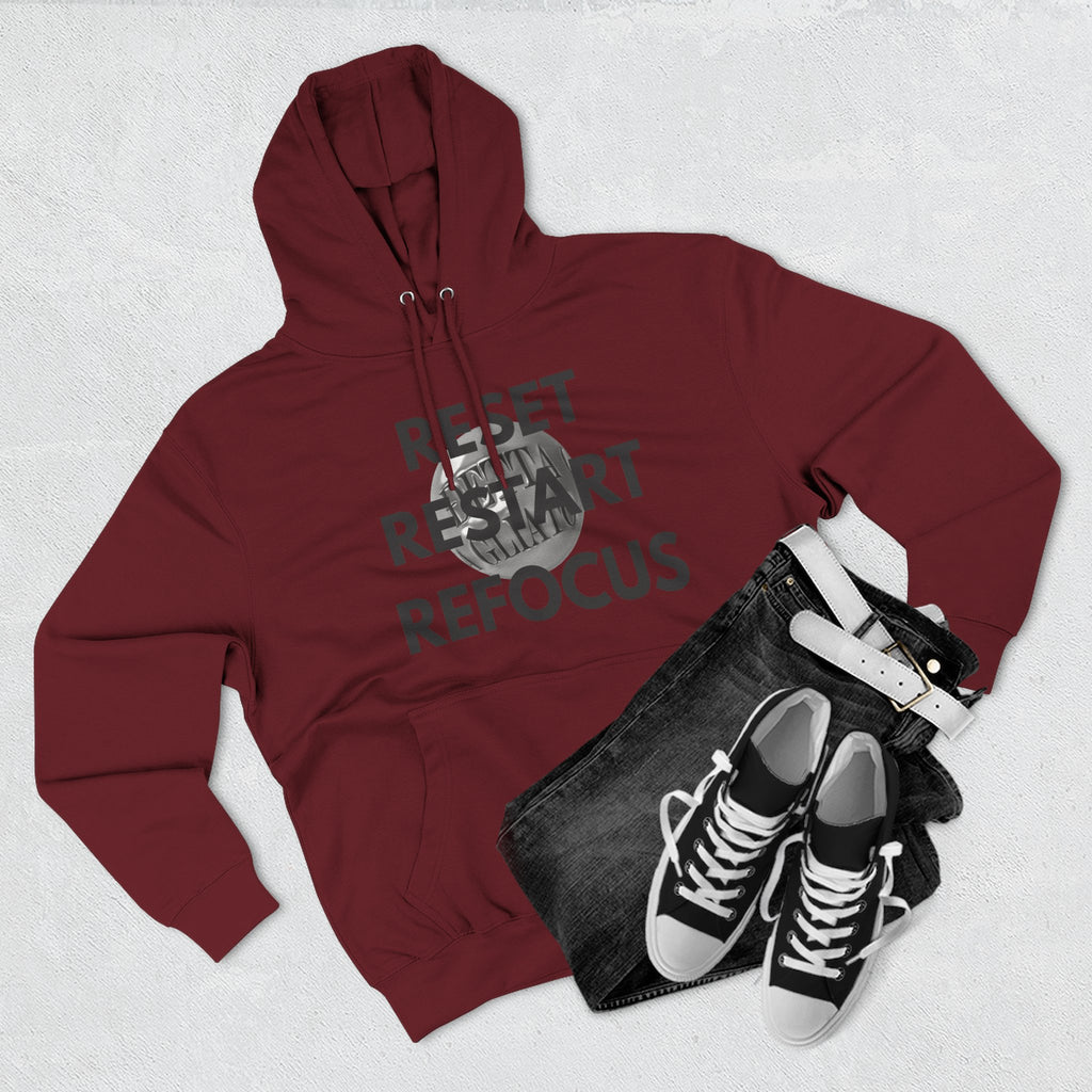 Motivational Fleece Hoodie - Reset Restart Refocus