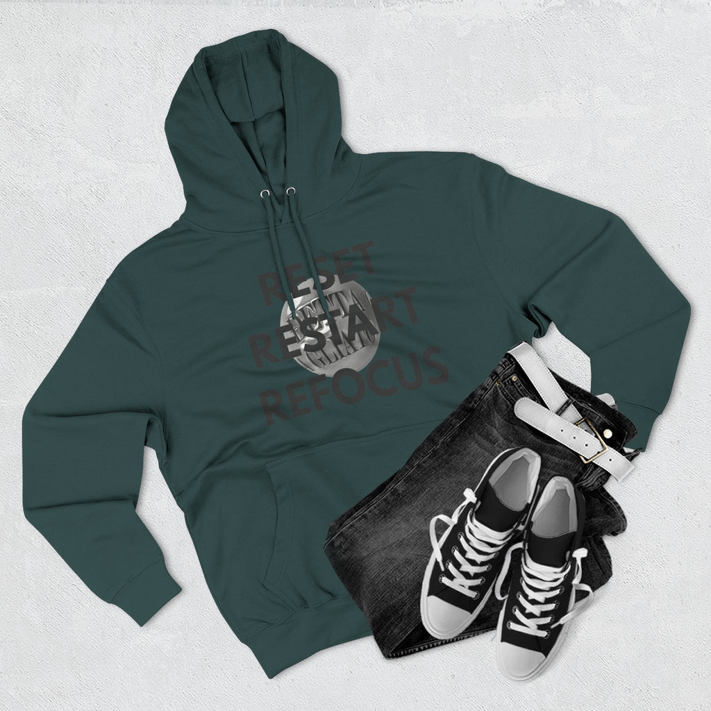 Motivational Fleece Hoodie - Reset Restart Refocus
