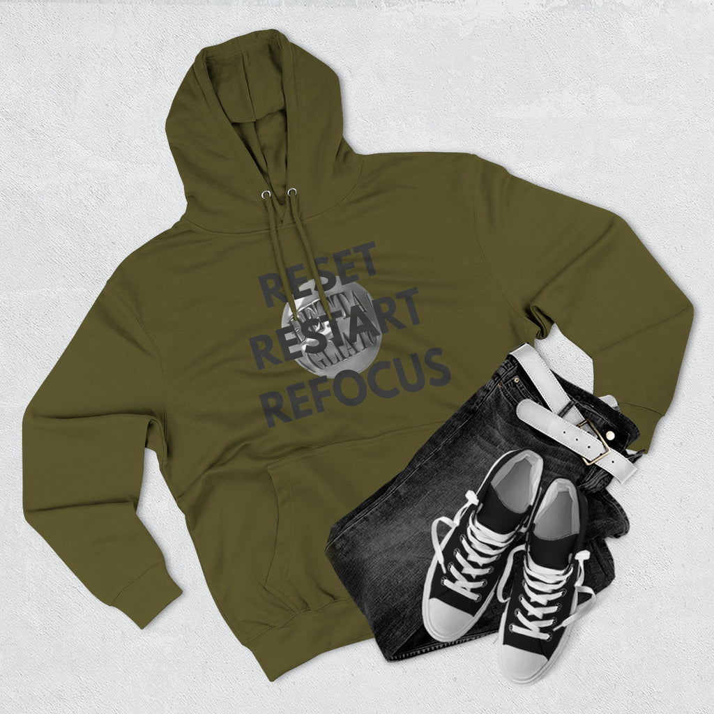 Motivational Fleece Hoodie - Reset Restart Refocus
