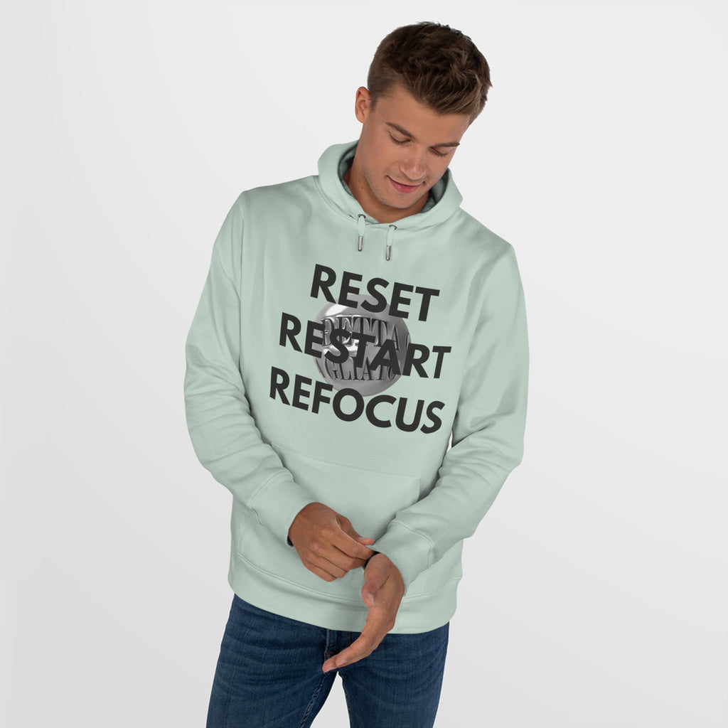 Motivational King Hooded Sweatshirt - Reset, Restart, Refocus