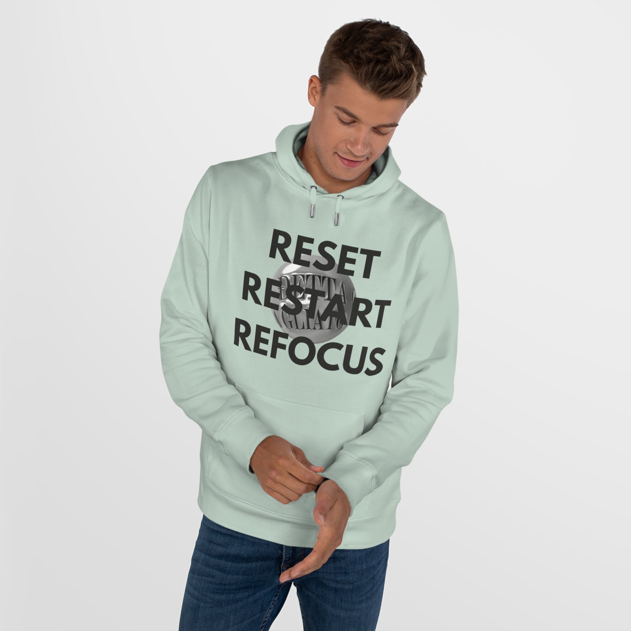 Motivational King Hooded Sweatshirt - Reset, Restart, Refocus