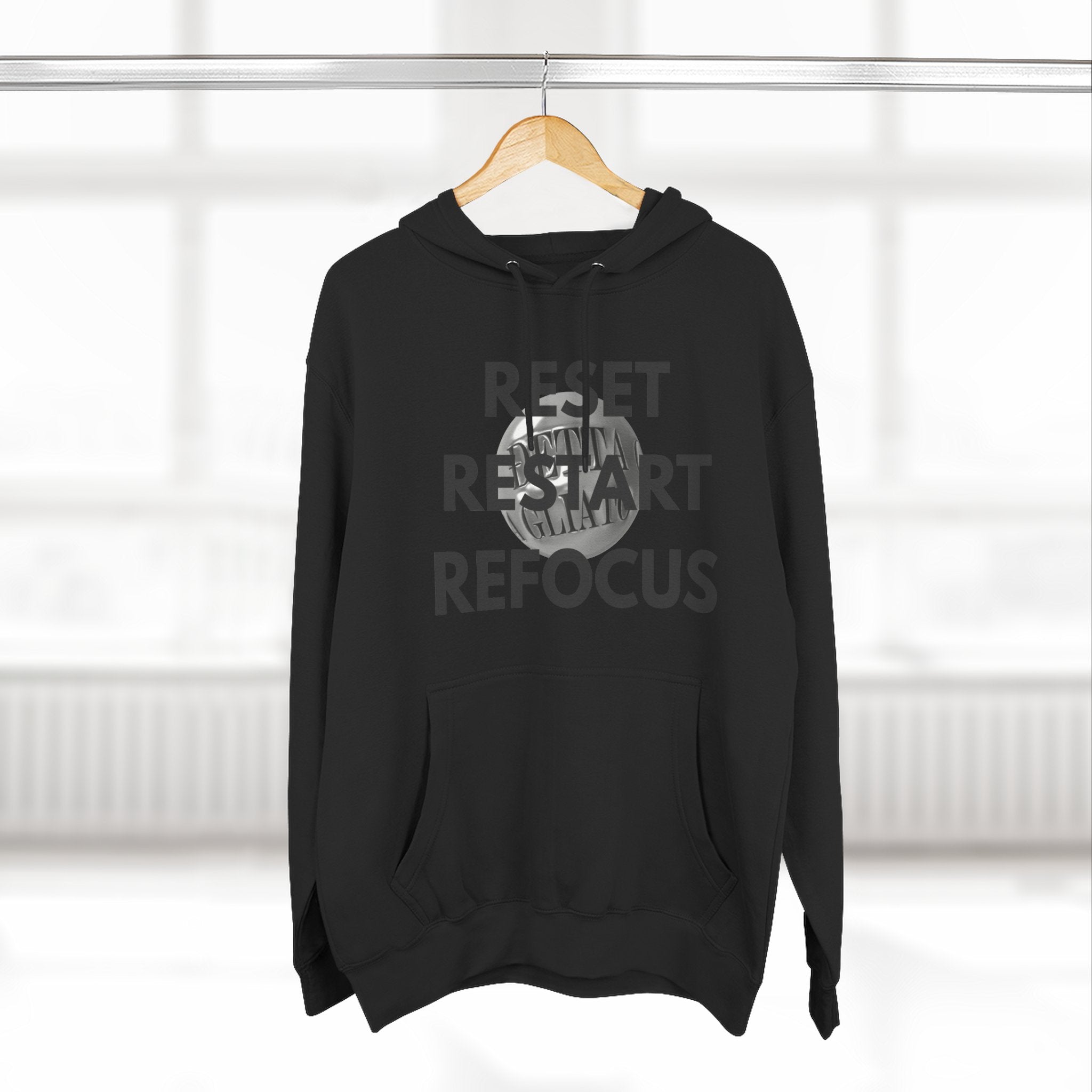 Motivational Fleece Hoodie - Reset Restart Refocus