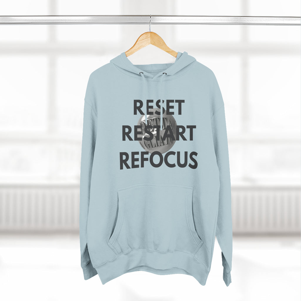 Motivational Fleece Hoodie - Reset Restart Refocus