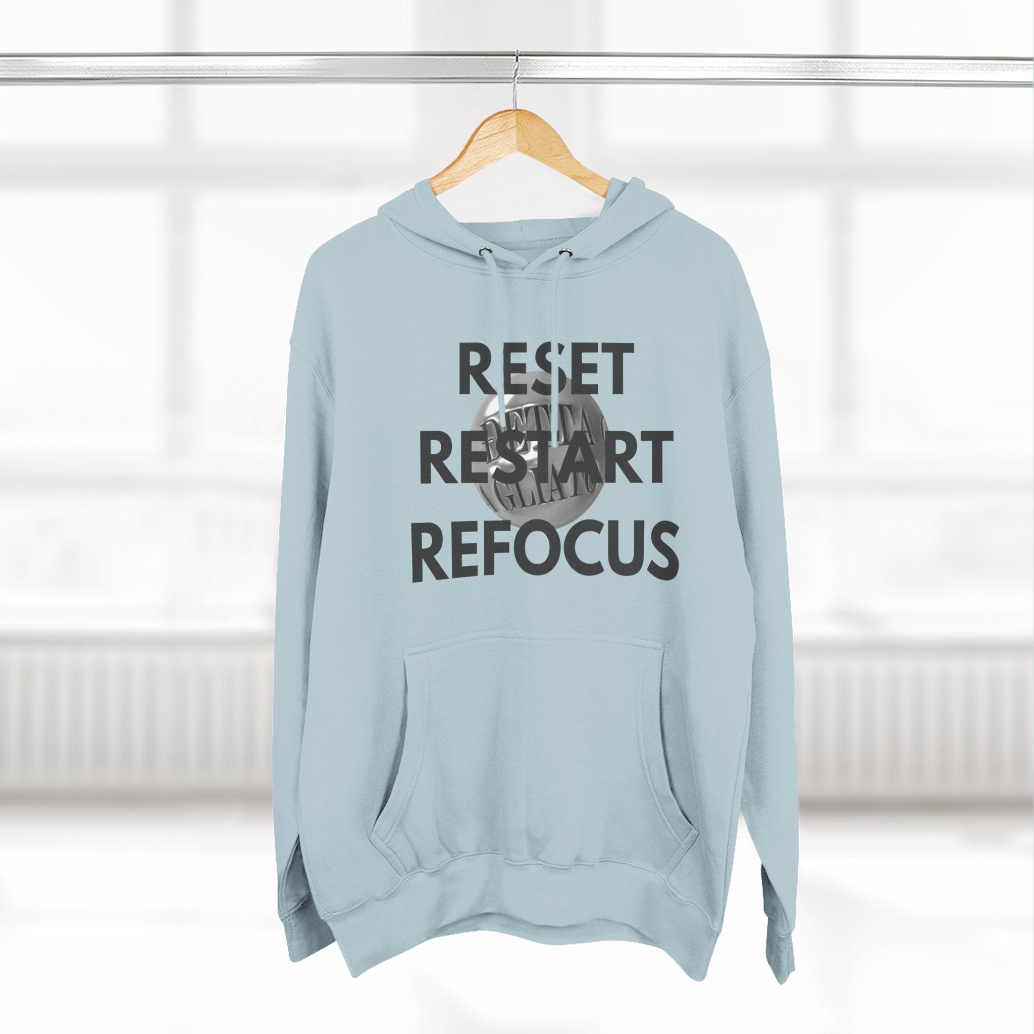 Motivational Fleece Hoodie - Reset Restart Refocus