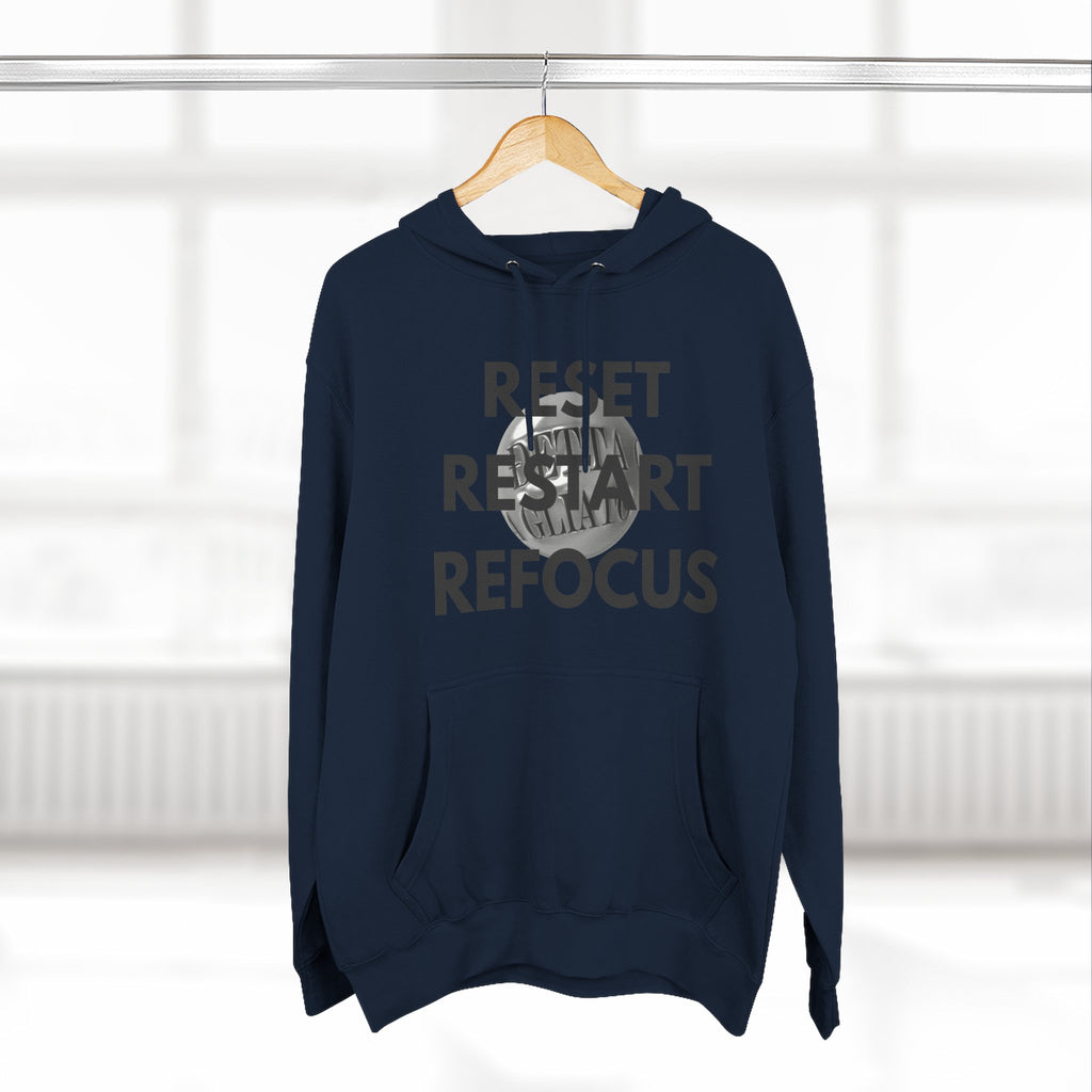 Motivational Fleece Hoodie - Reset Restart Refocus