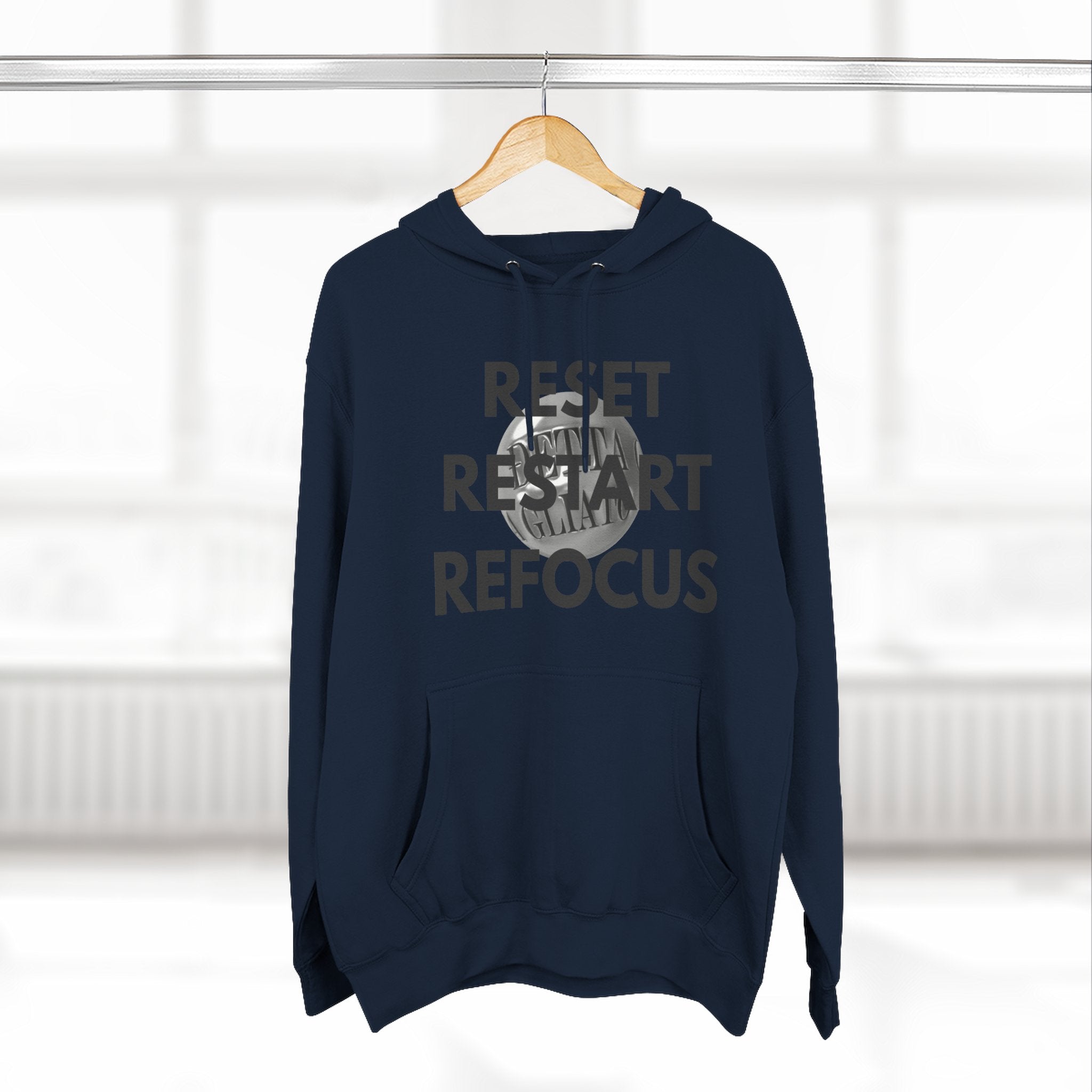Motivational Fleece Hoodie - Reset Restart Refocus