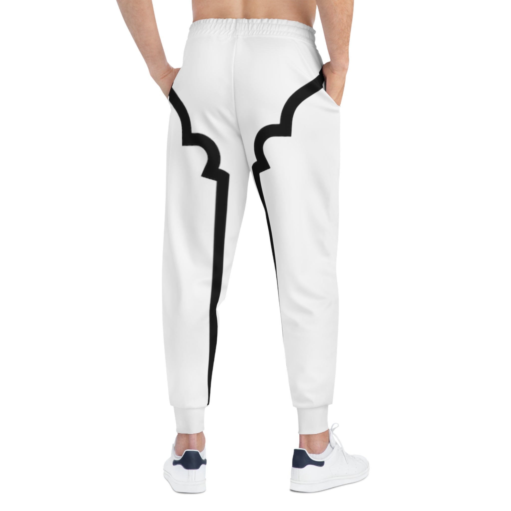 Minimalist Black Outline Joggers — Modern AOP Athletic Pants
