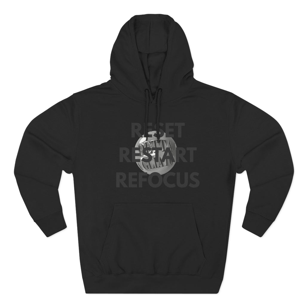 Motivational Fleece Hoodie - Reset Restart Refocus