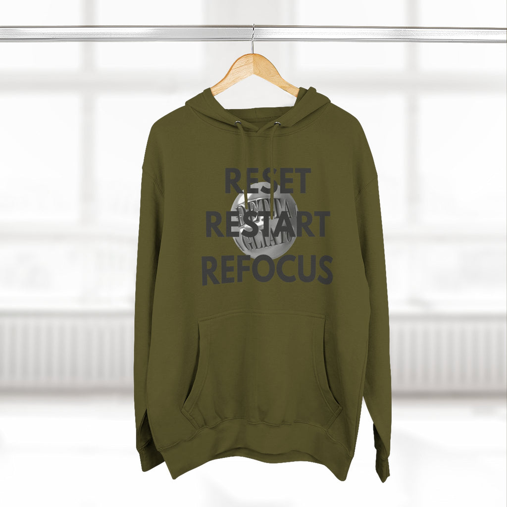 Motivational Fleece Hoodie - Reset Restart Refocus