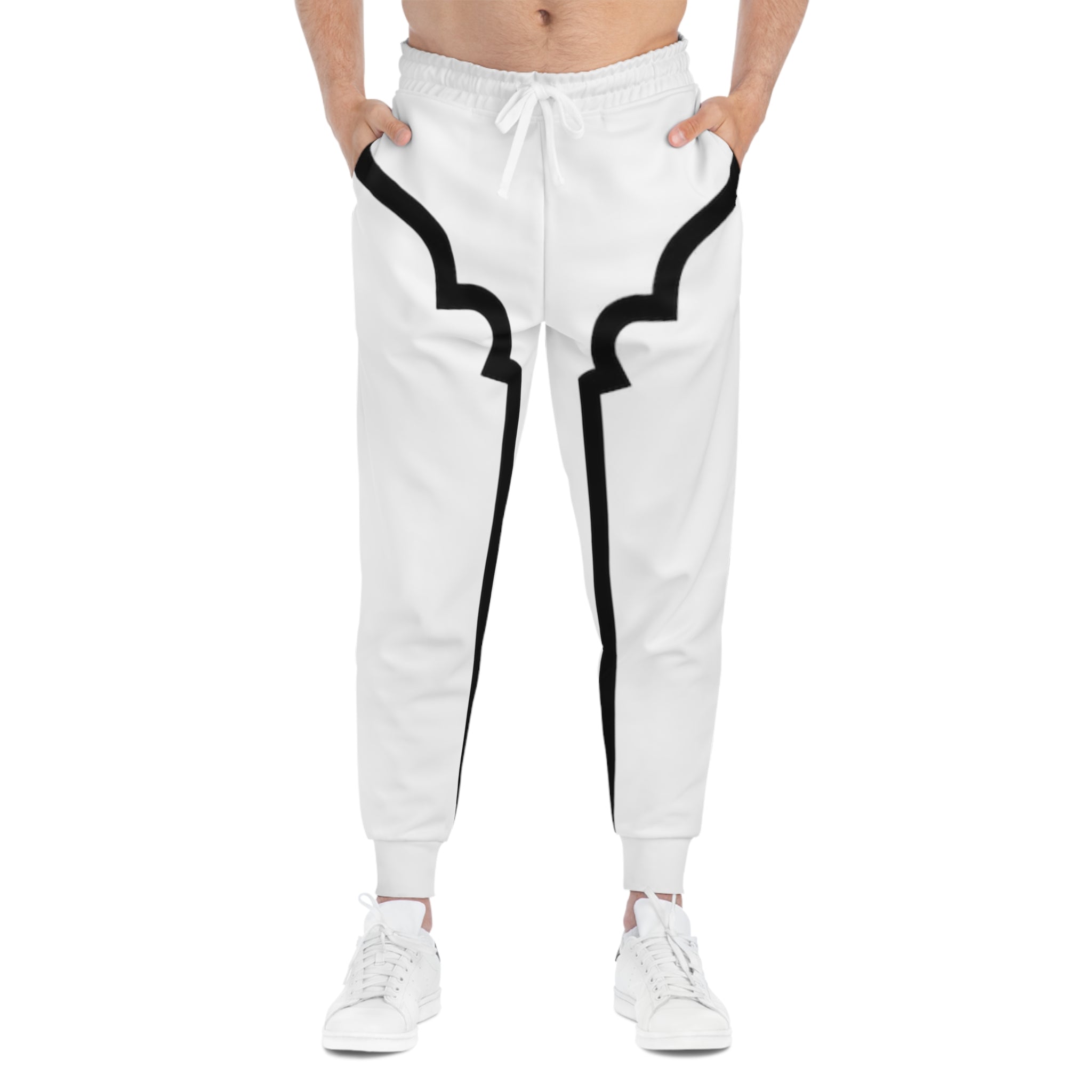 Minimalist Black Outline Joggers — Modern AOP Athletic Pants