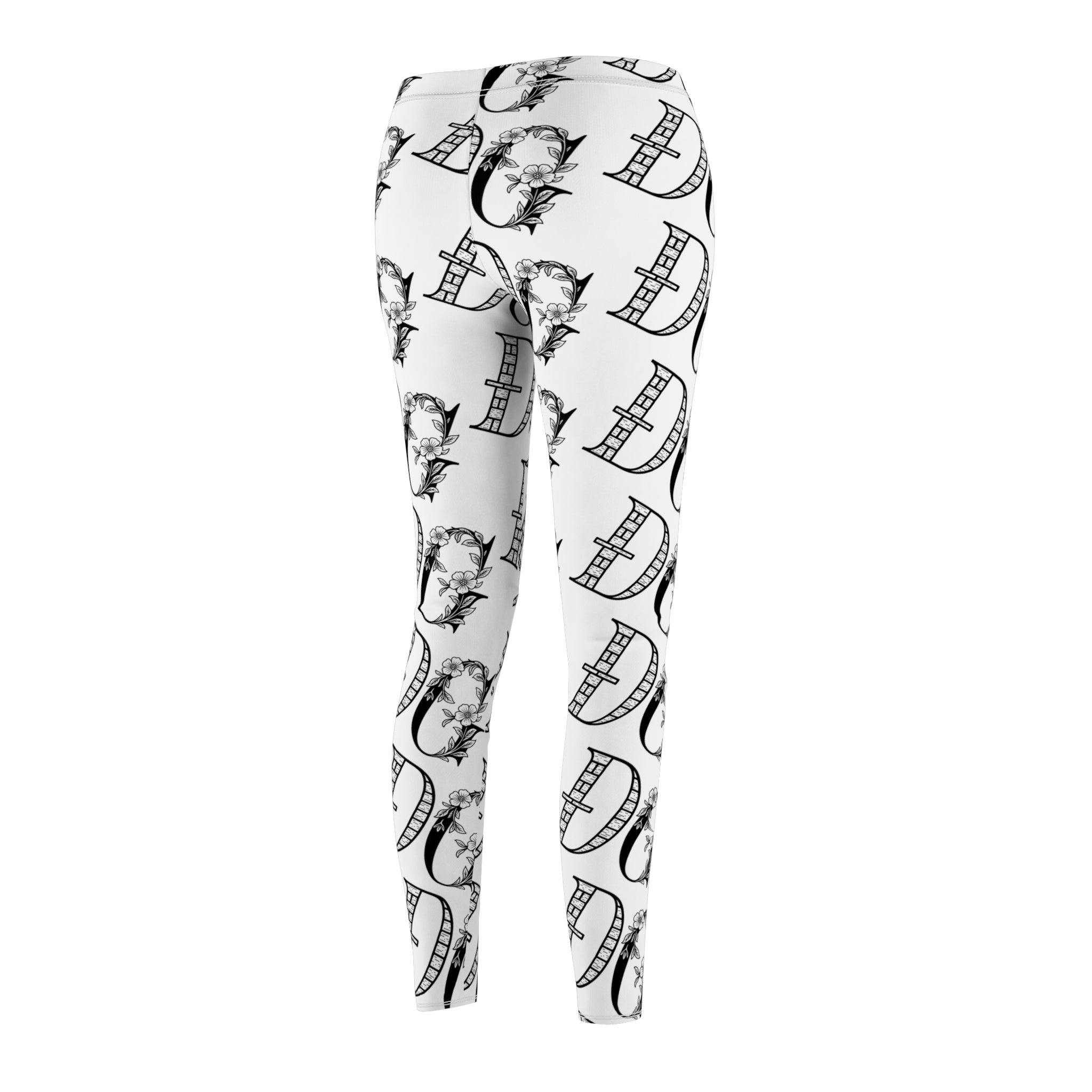 Floral Monogram Women's Leggings - Trendy Casual Wear