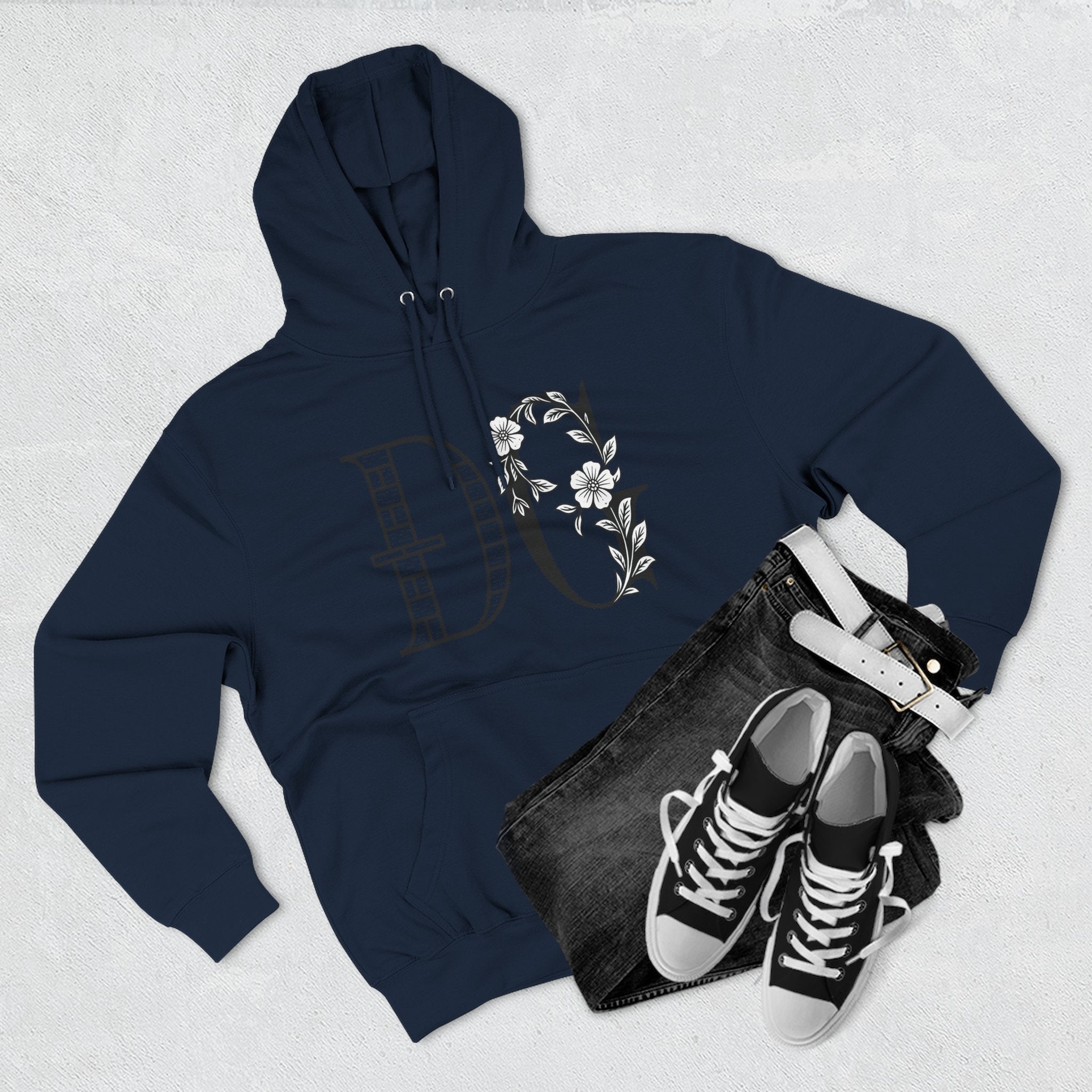 Floral Graphic Hoodie with Italian Statement
