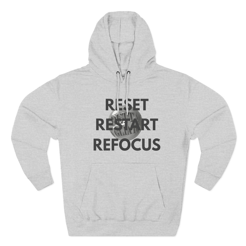Motivational Fleece Hoodie - Reset Restart Refocus
