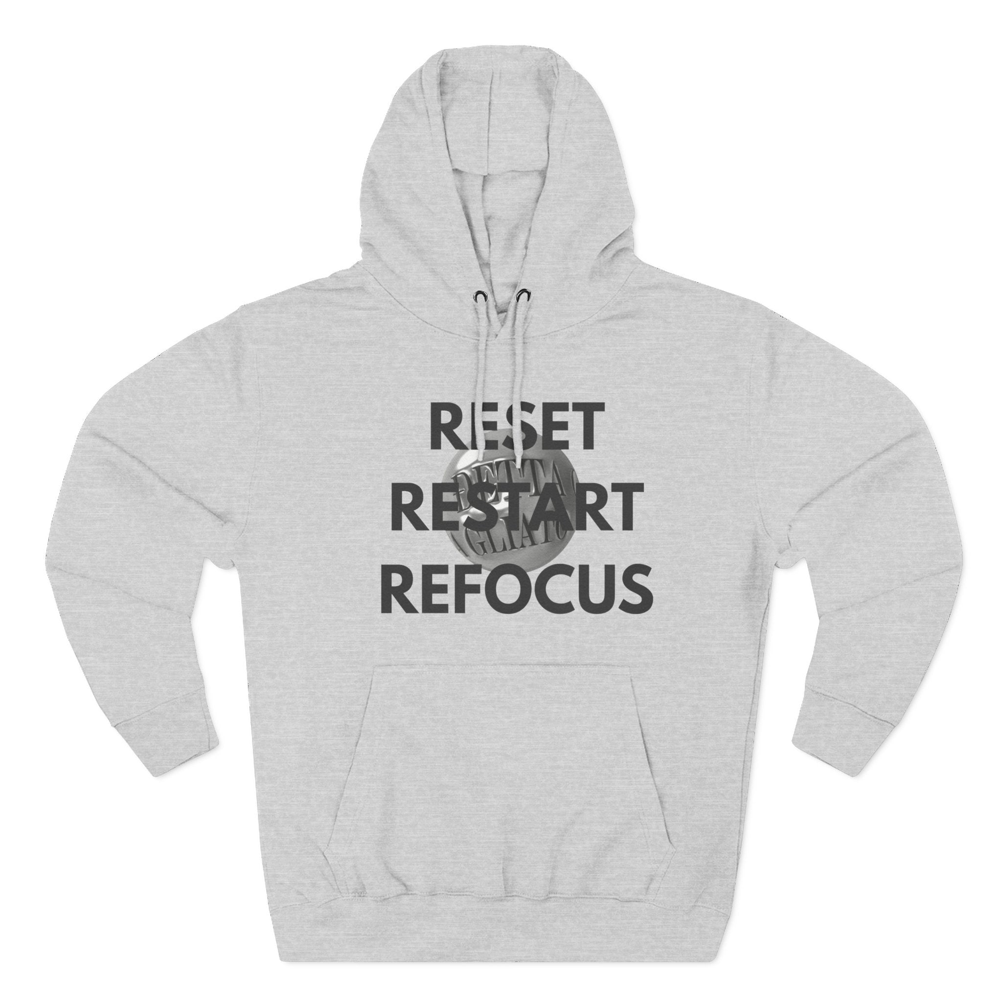 Motivational Fleece Hoodie - Reset Restart Refocus