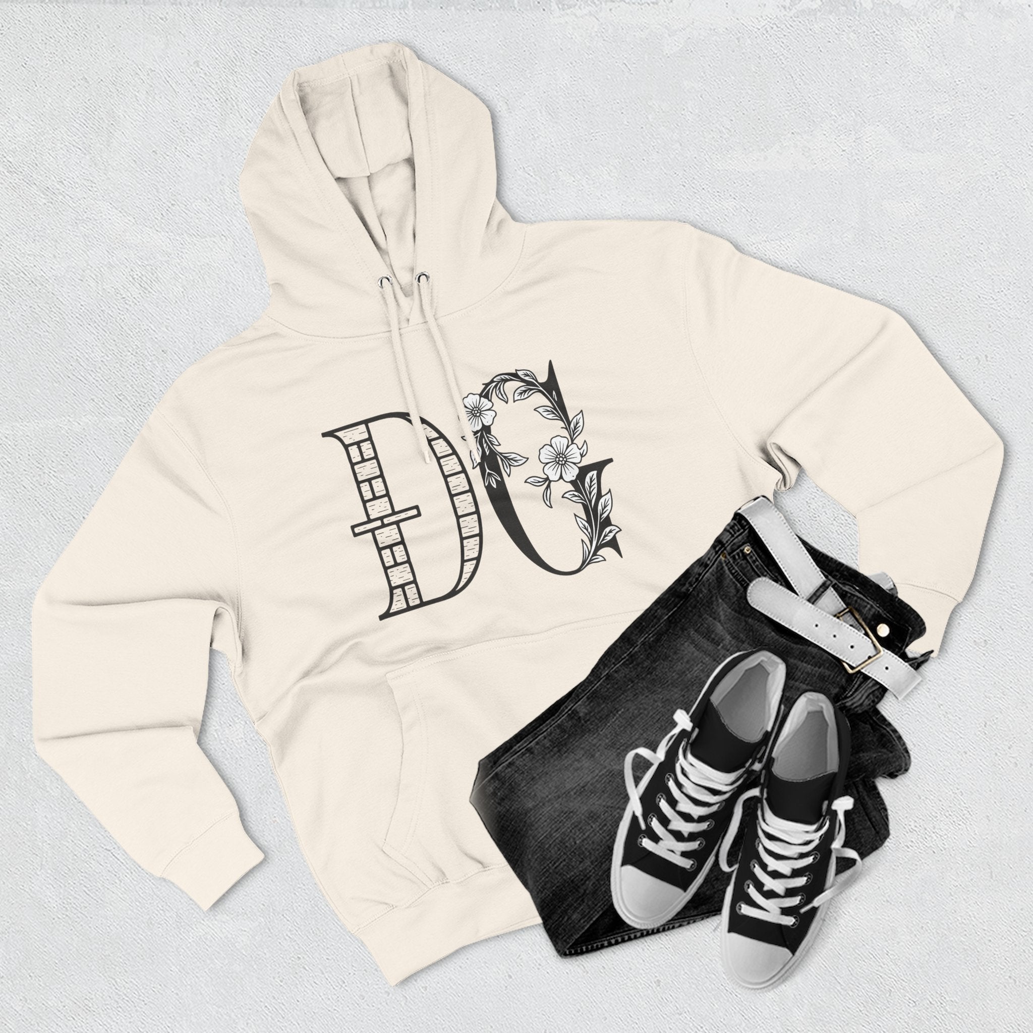 Floral Graphic Hoodie with Italian Statement