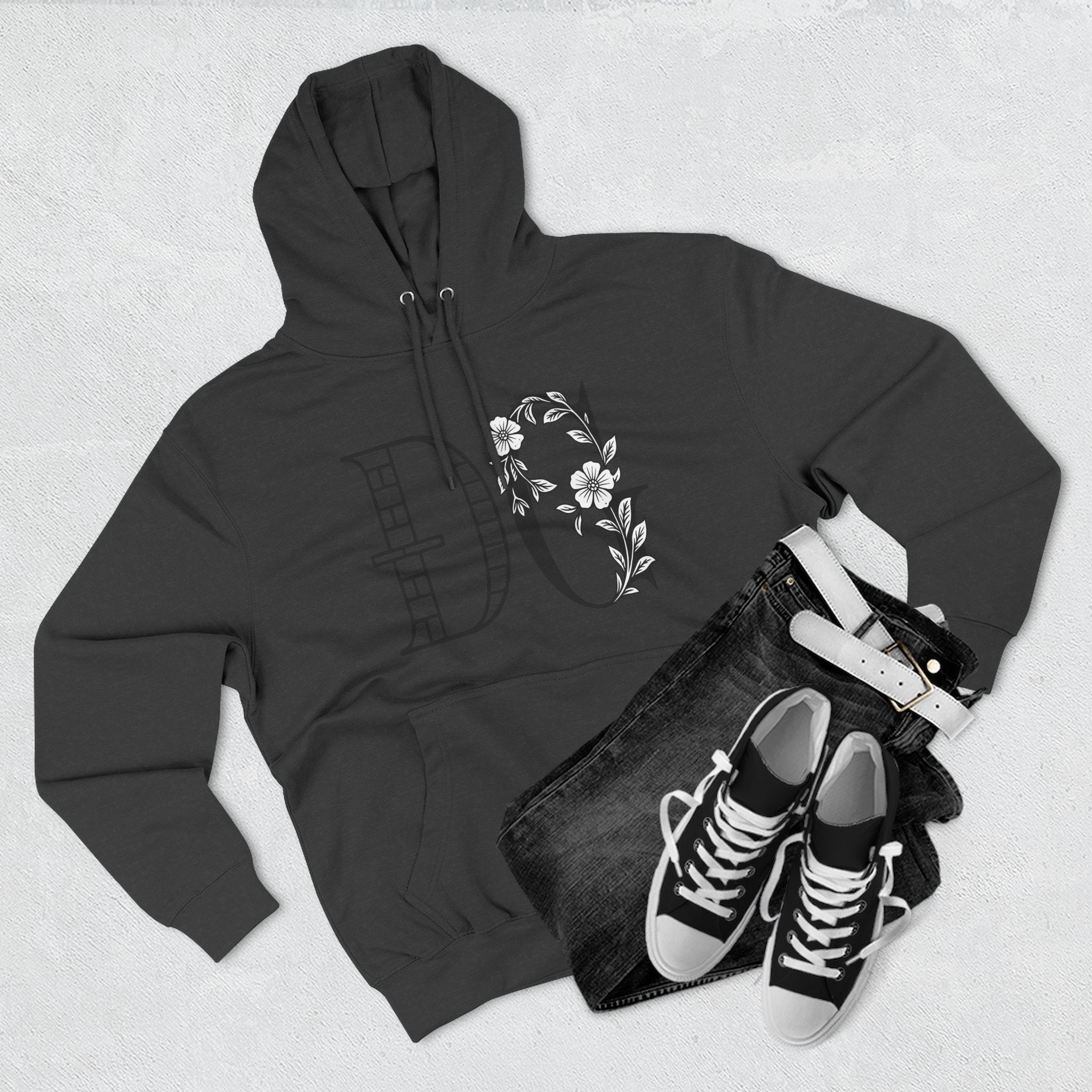 Floral Graphic Hoodie with Italian Statement
