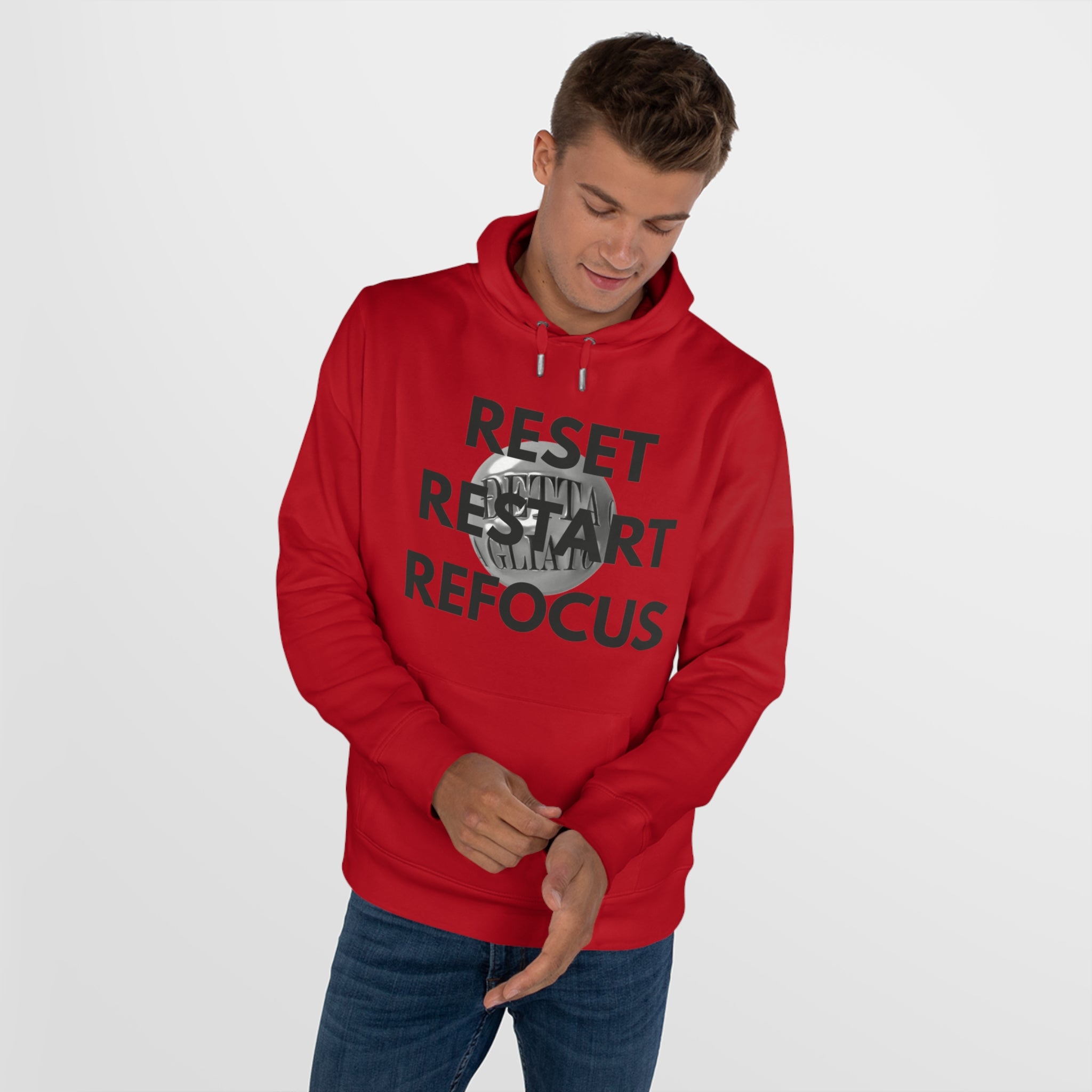 Motivational King Hooded Sweatshirt - Reset, Restart, Refocus