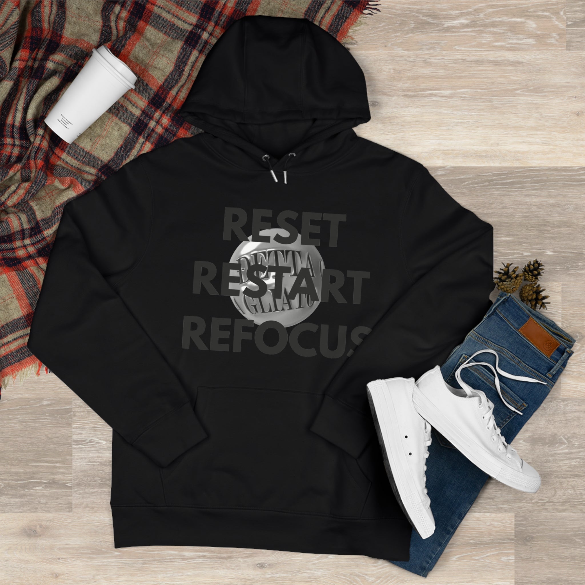 Motivational King Hooded Sweatshirt - Reset, Restart, Refocus