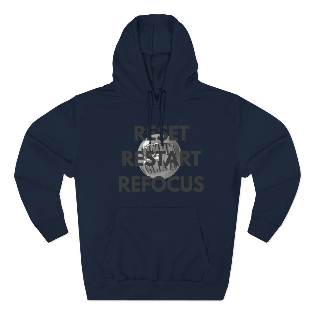 Motivational Fleece Hoodie - Reset Restart Refocus
