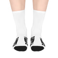 Mid-Length Socks — Bold Black & White Repeating 'DELTA CHI ALTO' Logo Crew Socks