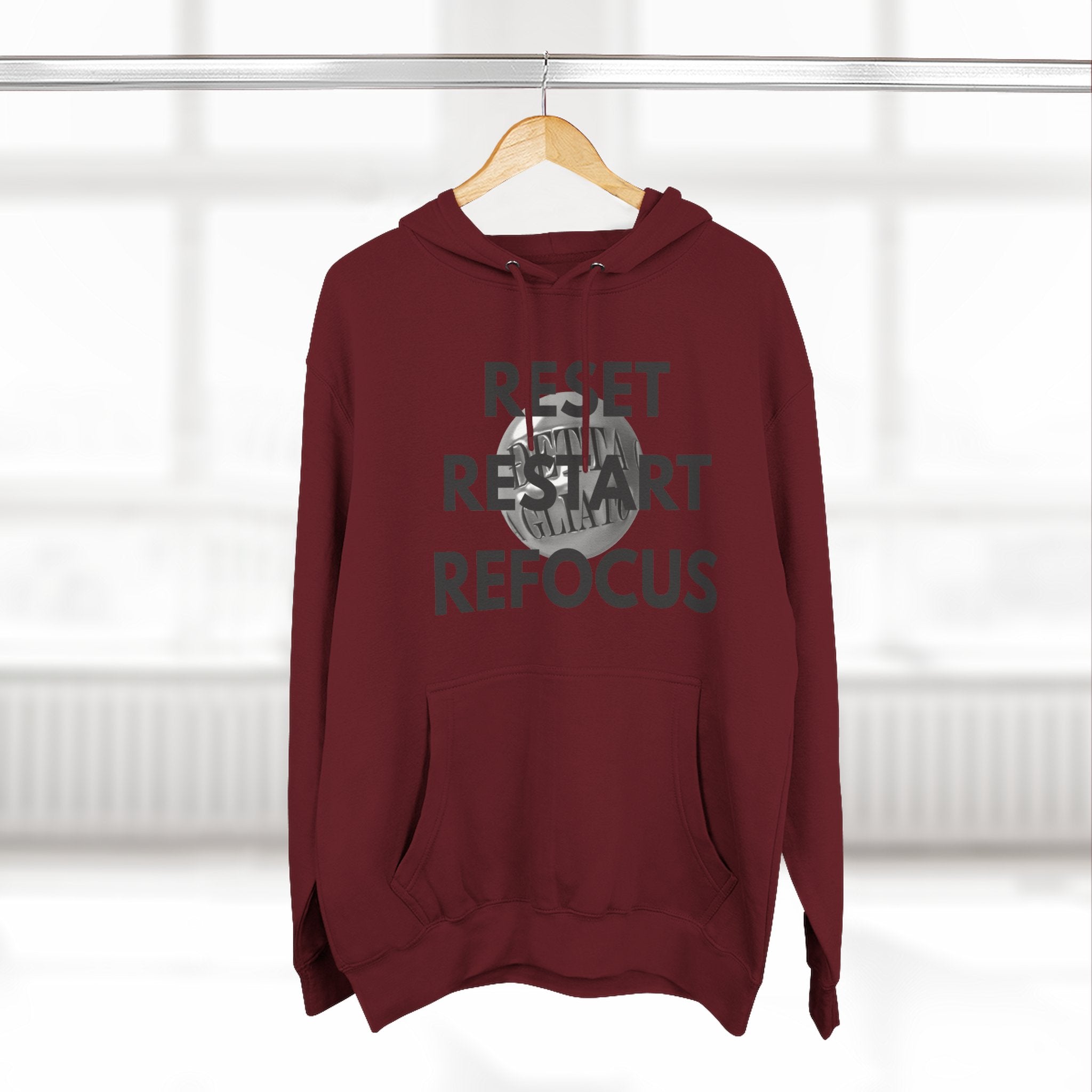 Motivational Fleece Hoodie - Reset Restart Refocus