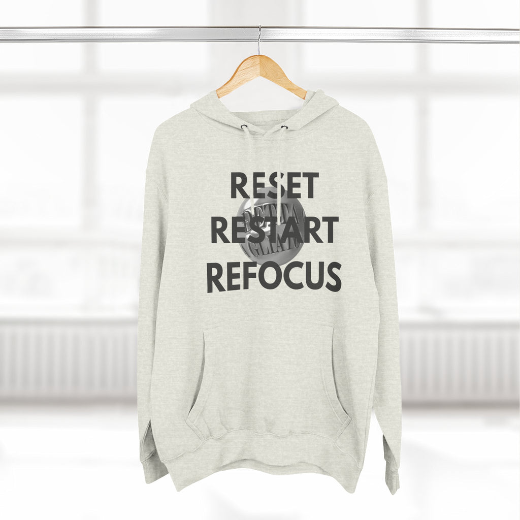 Motivational Fleece Hoodie - Reset Restart Refocus