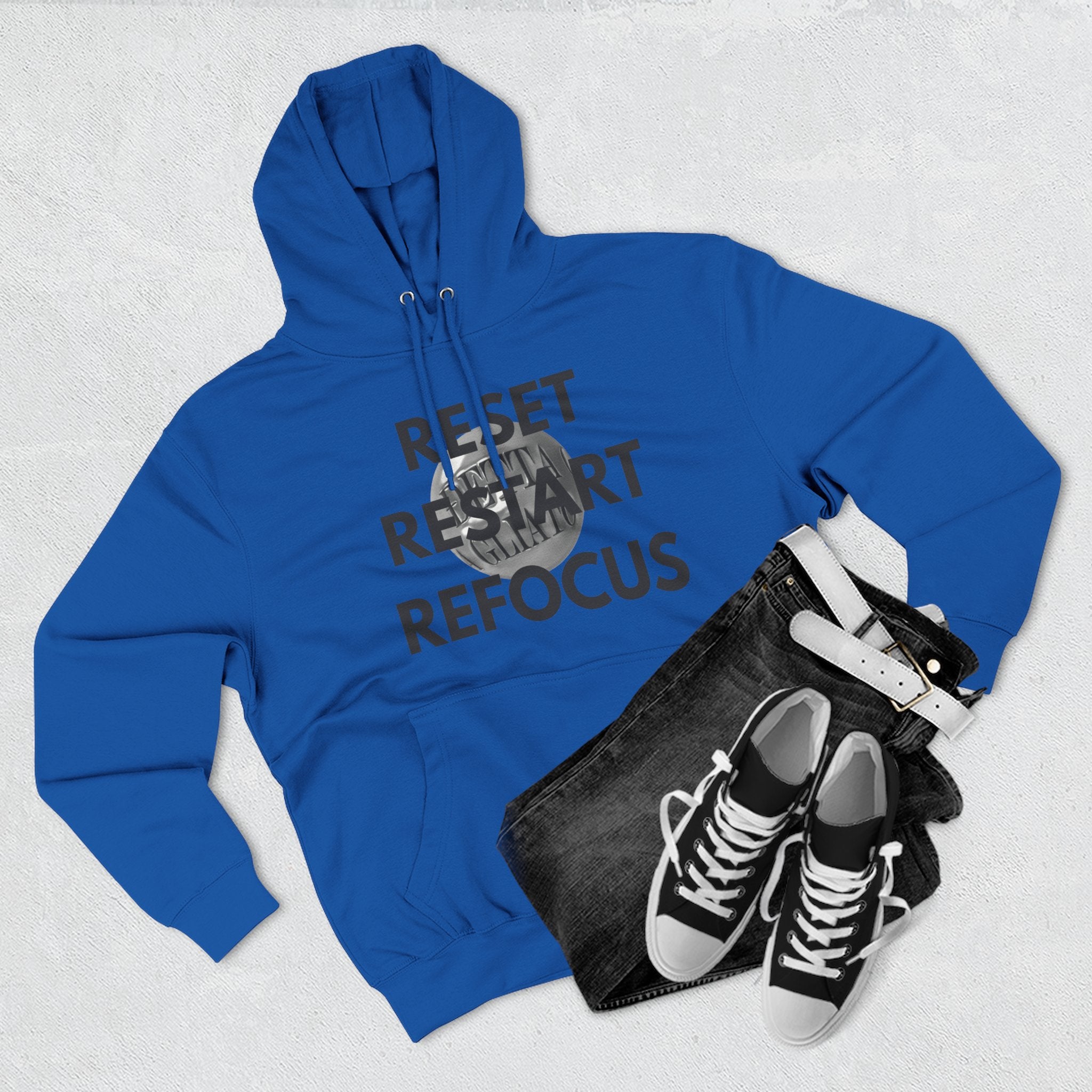Motivational Fleece Hoodie - Reset Restart Refocus