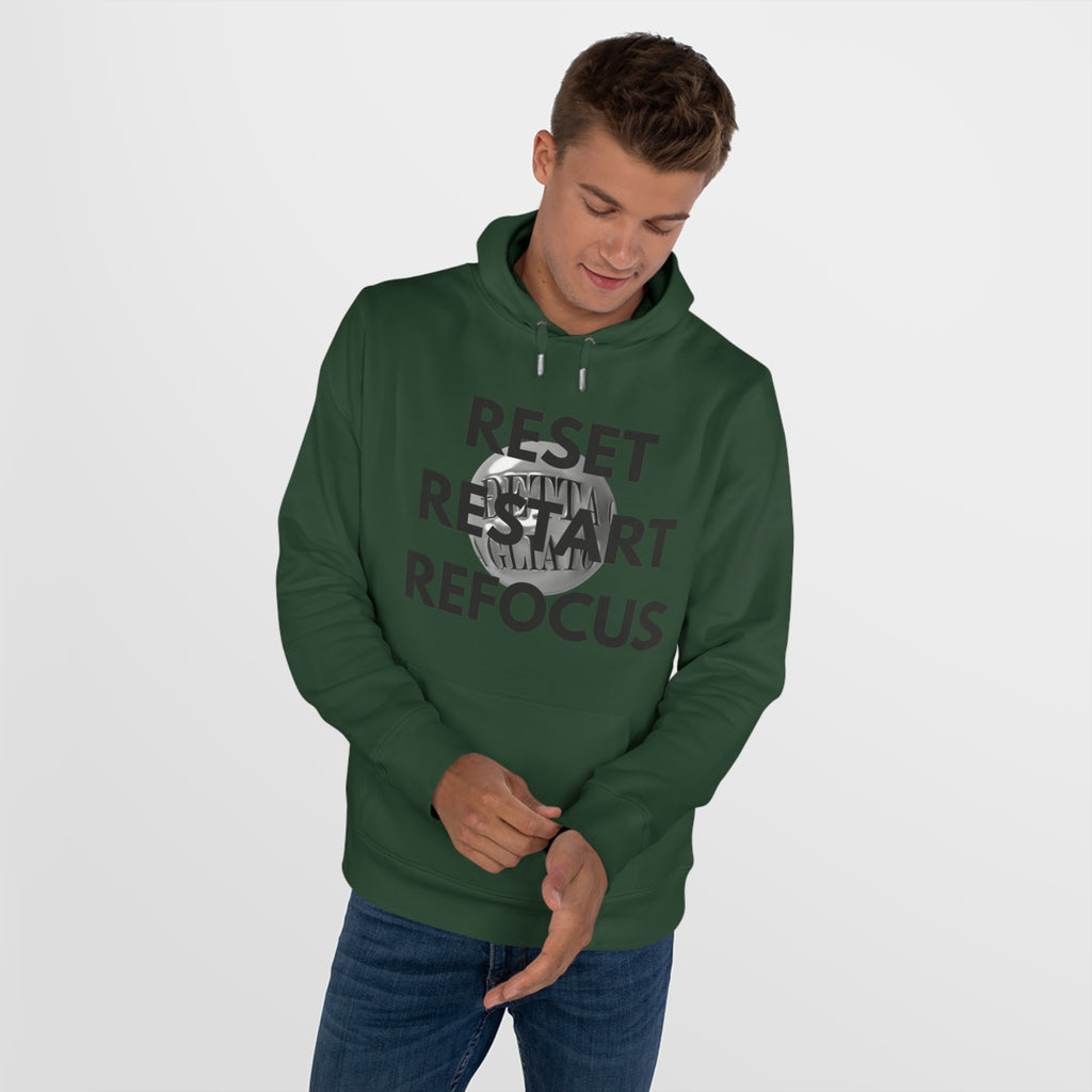 Motivational King Hooded Sweatshirt - Reset, Restart, Refocus