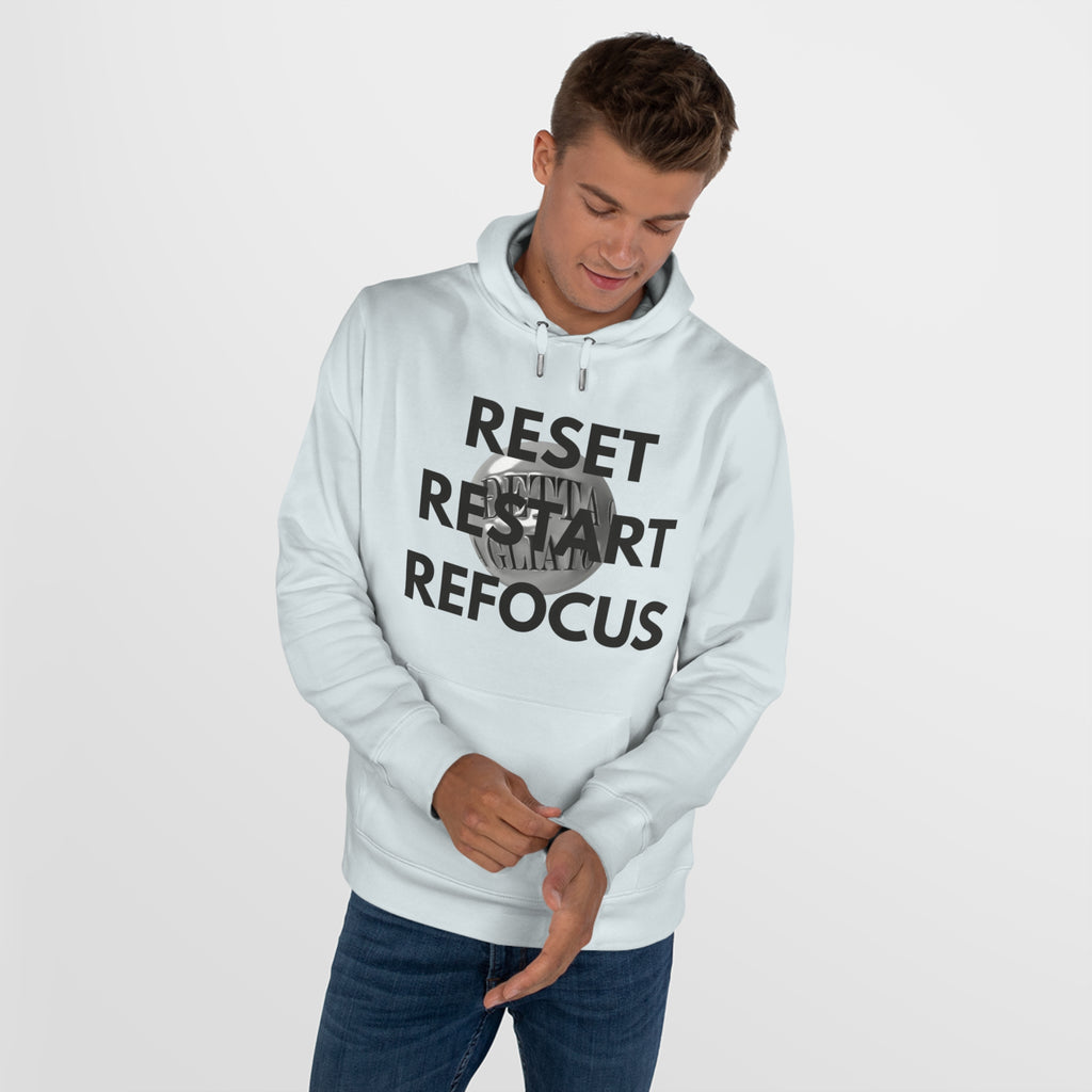 Motivational King Hooded Sweatshirt - Reset, Restart, Refocus