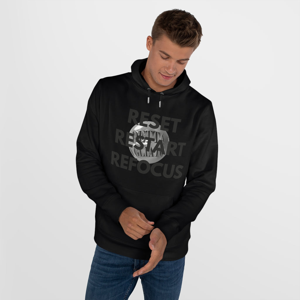 Motivational King Hooded Sweatshirt - Reset, Restart, Refocus
