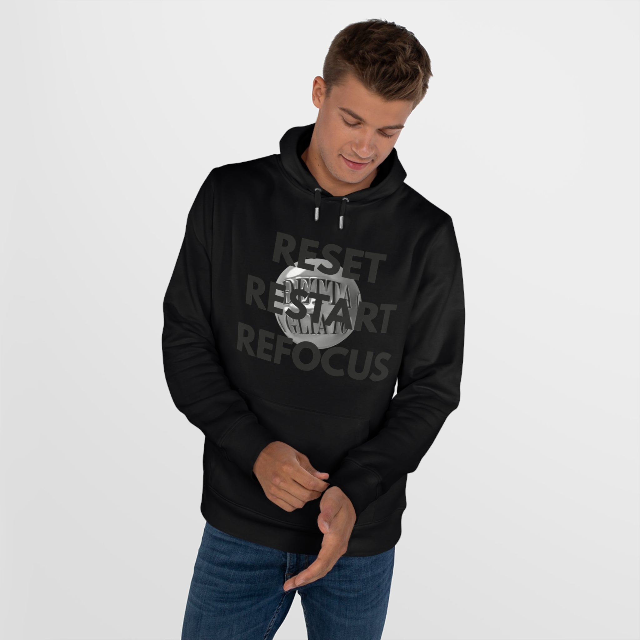 Motivational King Hooded Sweatshirt - Reset, Restart, Refocus