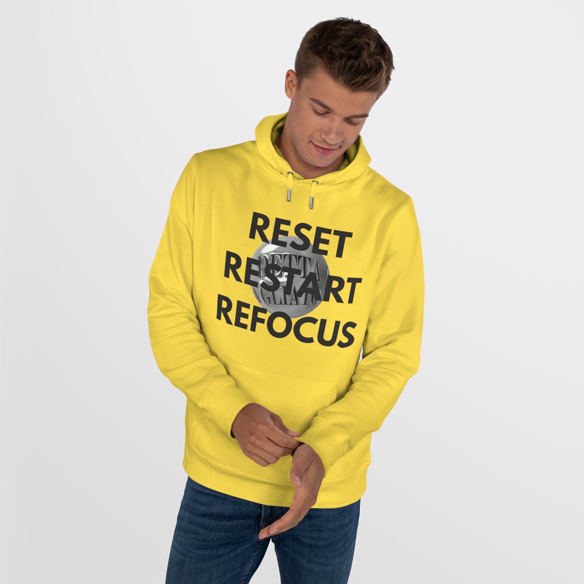 Motivational King Hooded Sweatshirt - Reset, Restart, Refocus