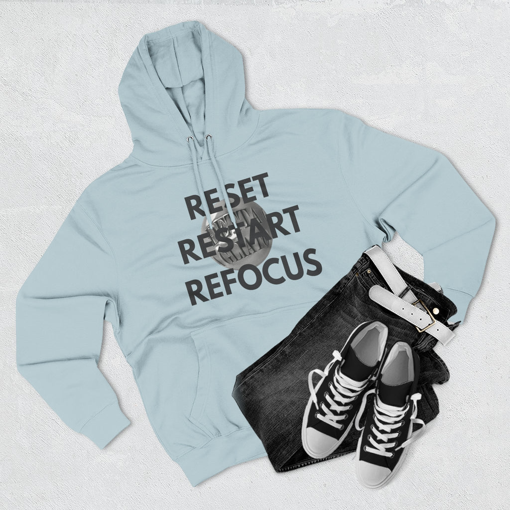 Motivational Fleece Hoodie - Reset Restart Refocus