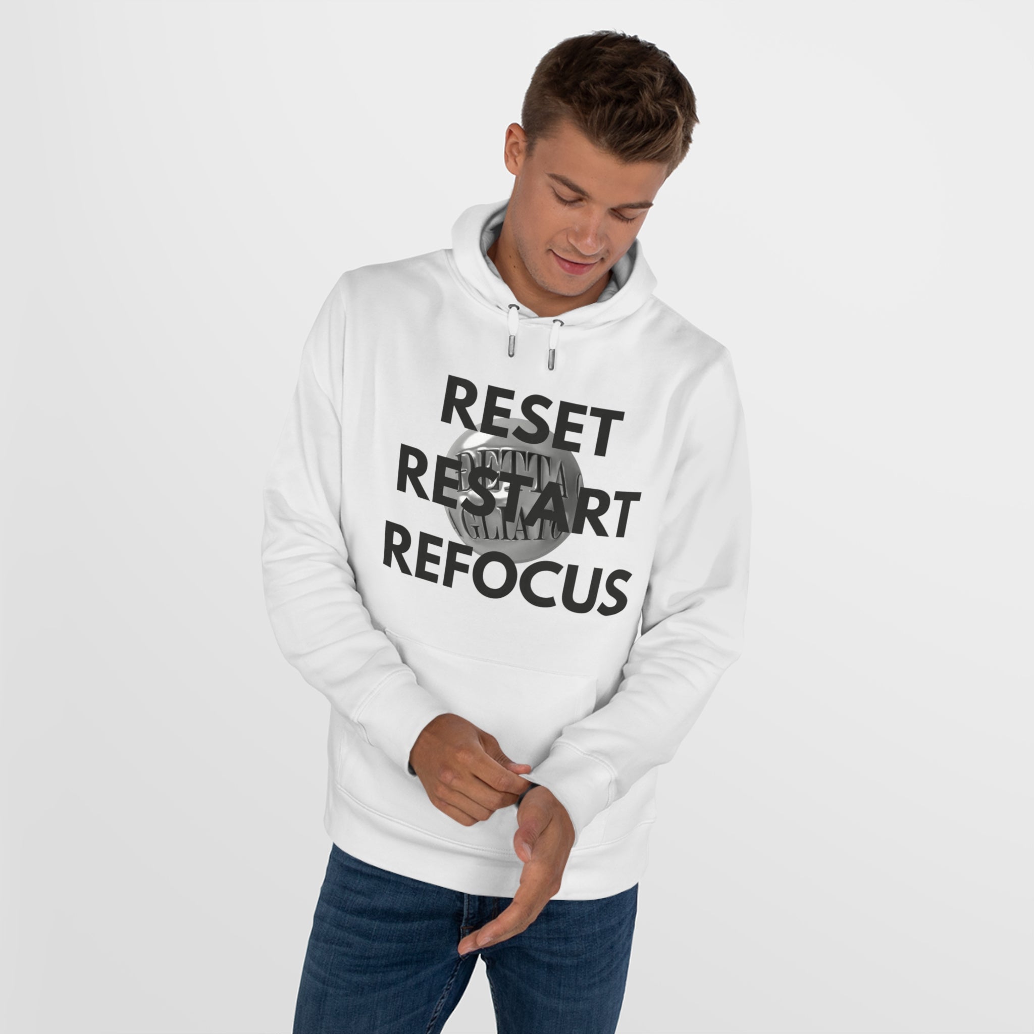 Motivational King Hooded Sweatshirt - Reset, Restart, Refocus