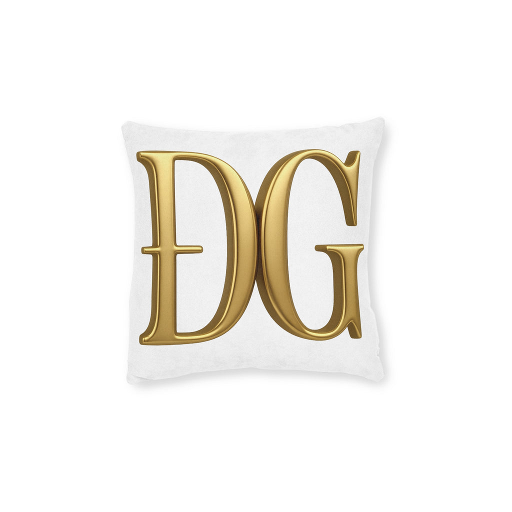 Luxurious Gold Initials Square Pillow - Blush Pink Throw Cushion