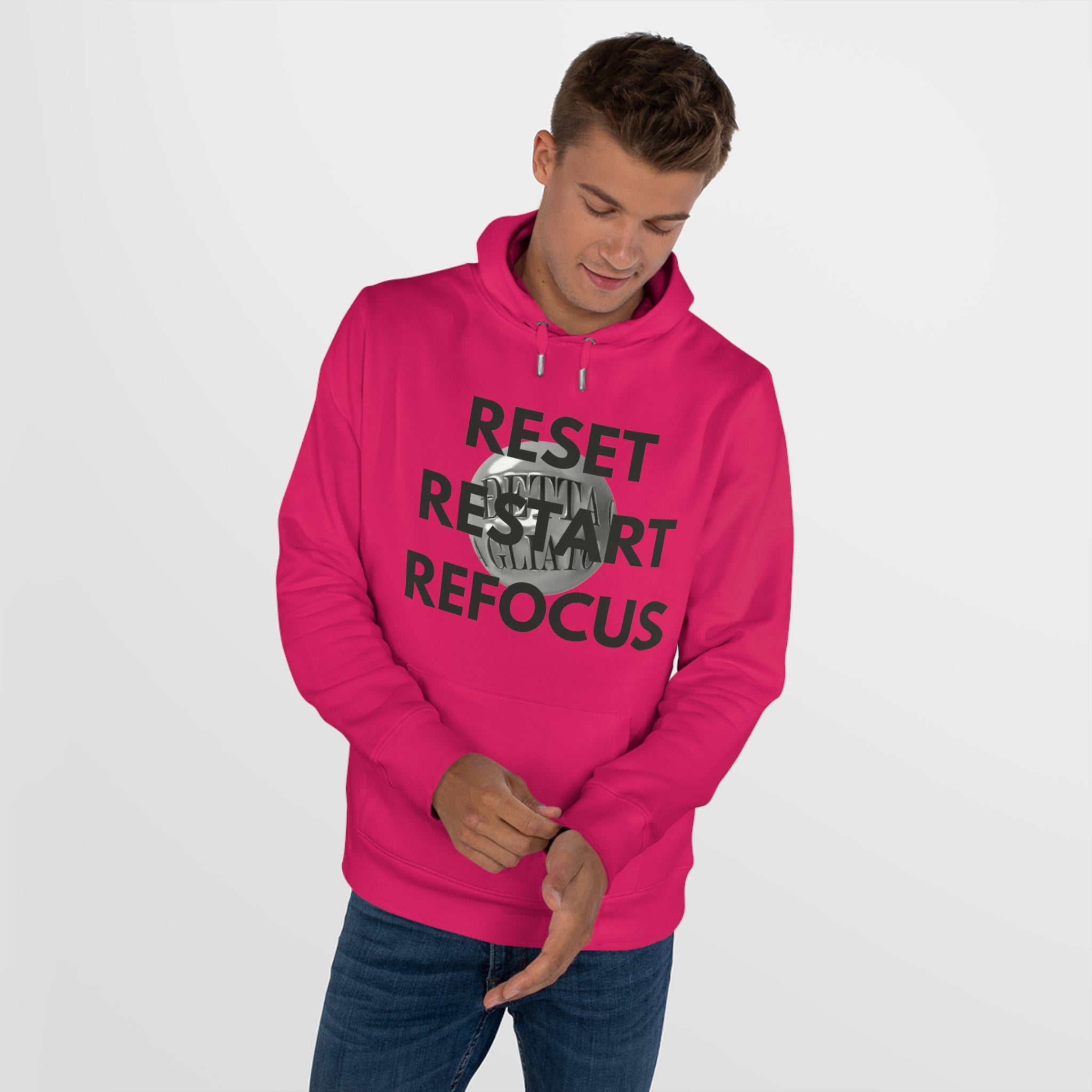 Motivational King Hooded Sweatshirt - Reset, Restart, Refocus