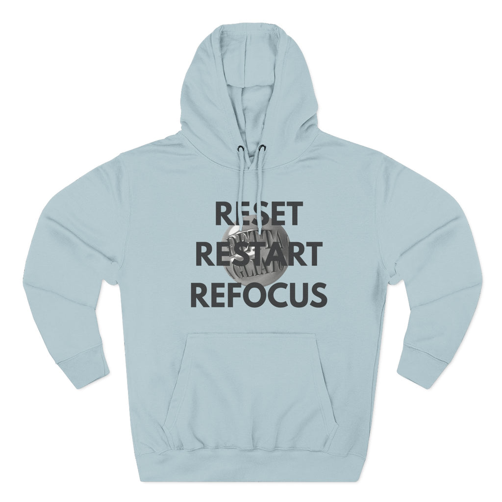 Motivational Fleece Hoodie - Reset Restart Refocus